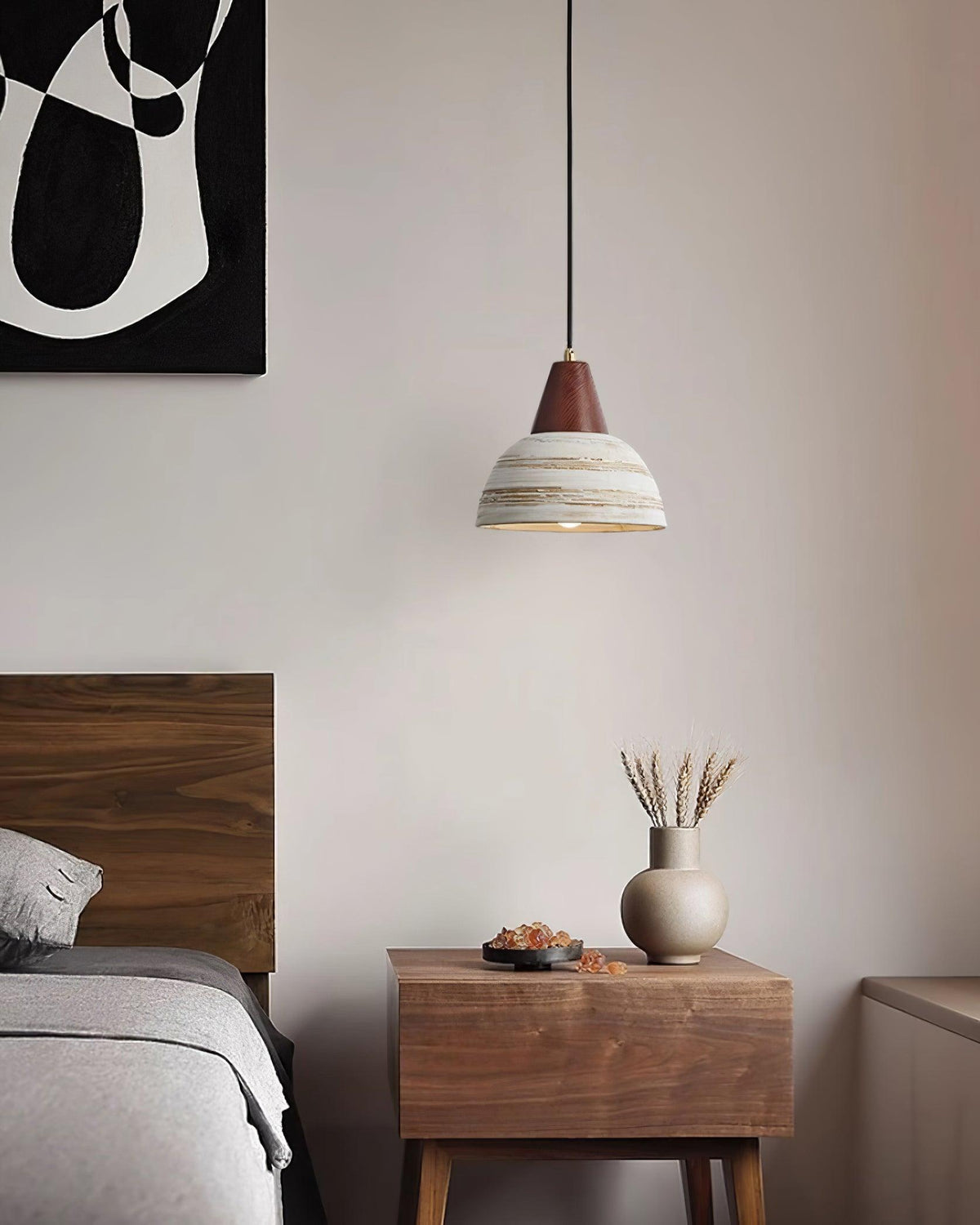 Pendant Lamp Textured Ceramic Shade Tapered Nordic Minimalist - Letslighting