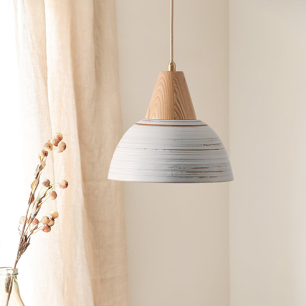 Pendant Lamp Textured Ceramic Shade Tapered Nordic Minimalist - Letslighting