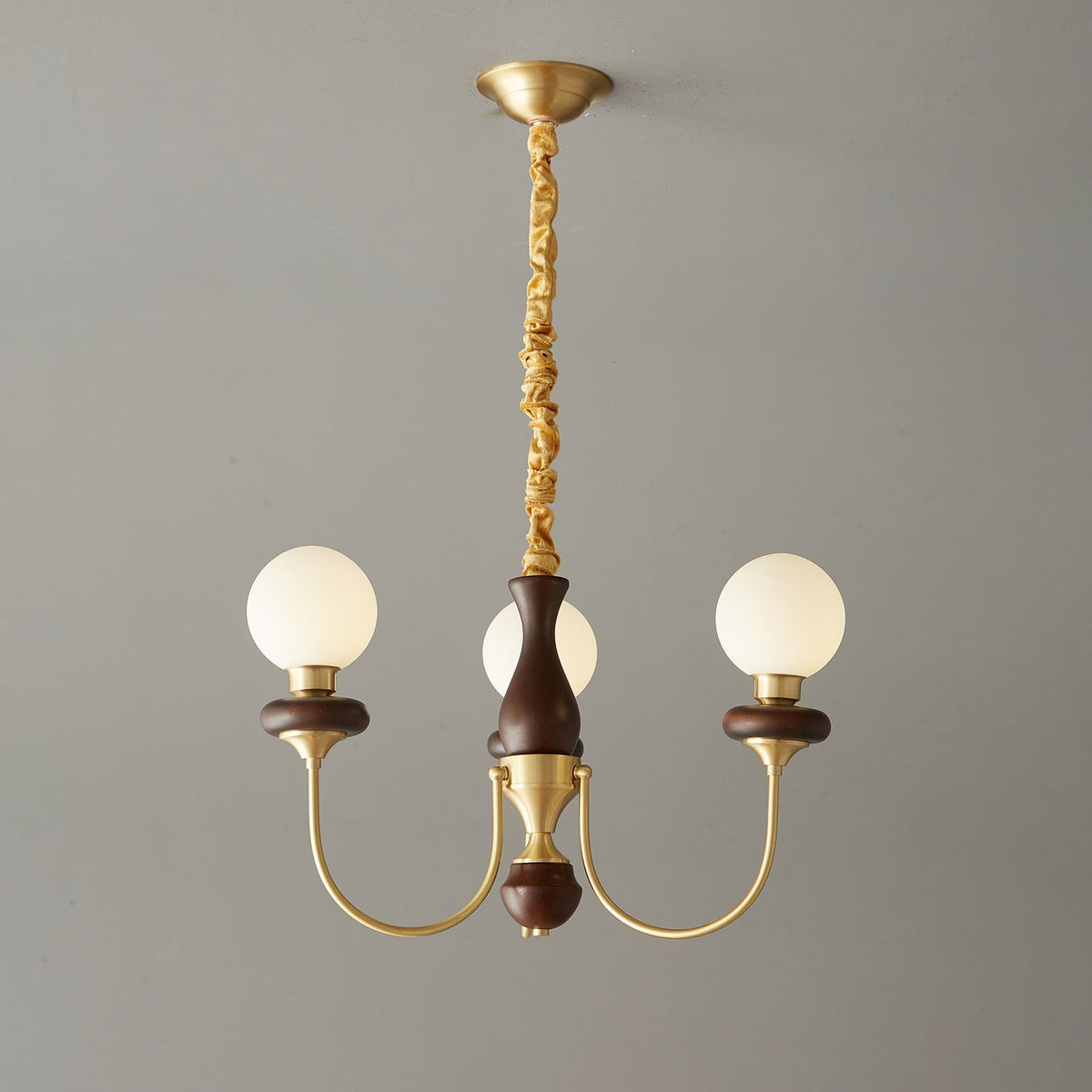 Cotheor Vintage Traditional Arc Wood Glass Chandelier - Blowlighting