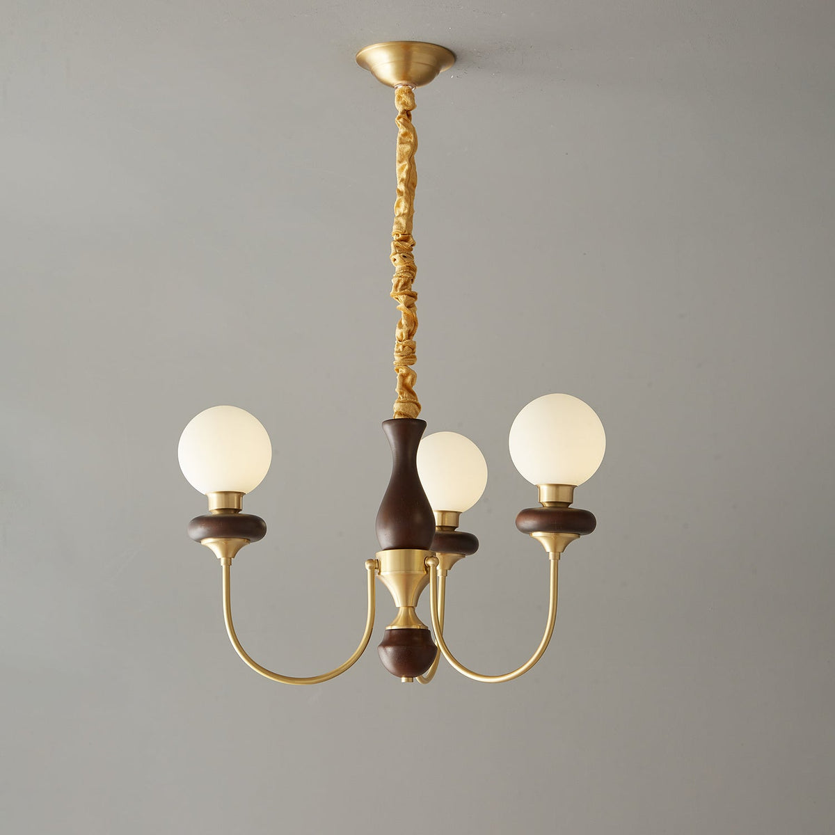 Cotheor Vintage Traditional Arc Wood Glass Chandelier - Blowlighting