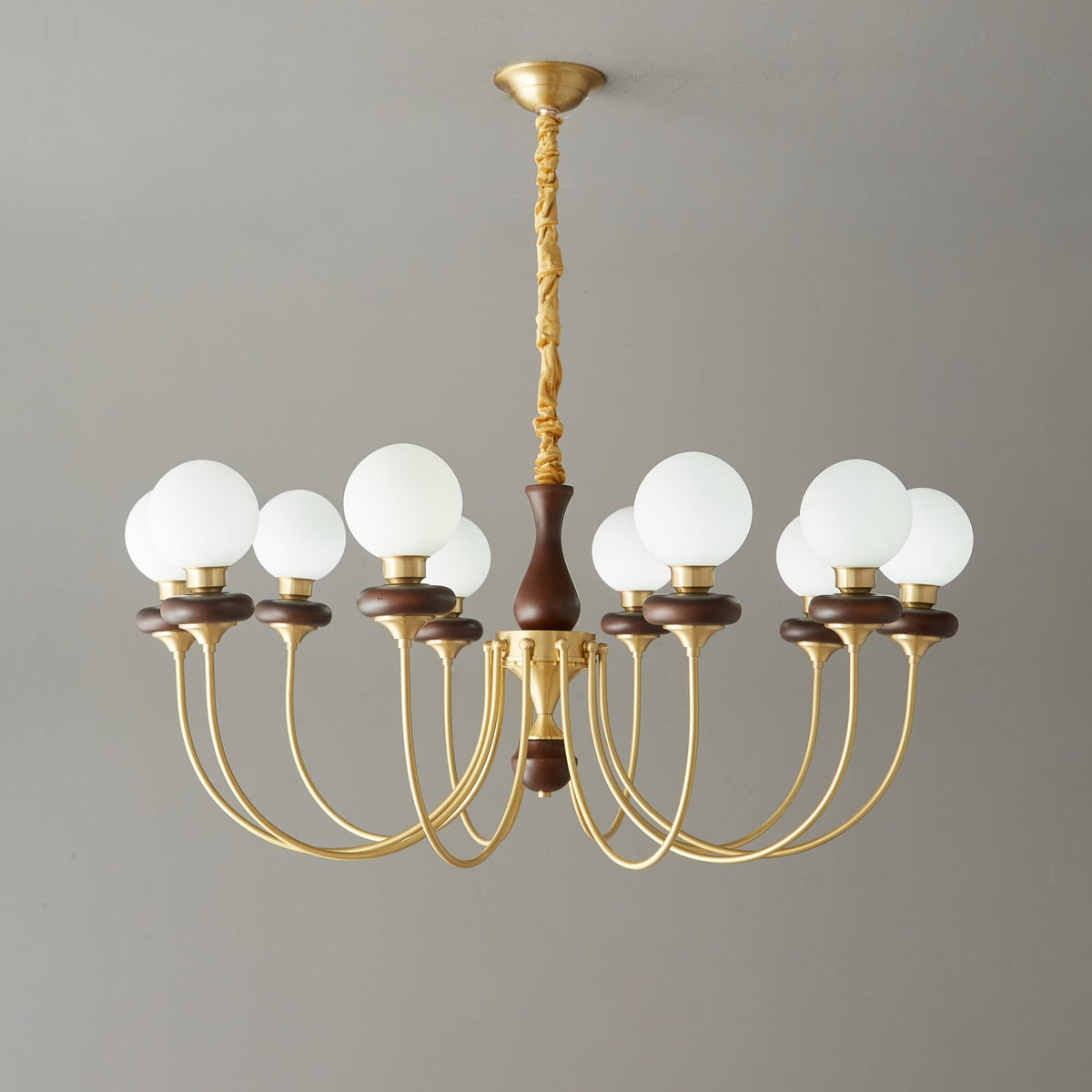 Cotheor Vintage Traditional Arc Wood Glass Chandelier - Blowlighting