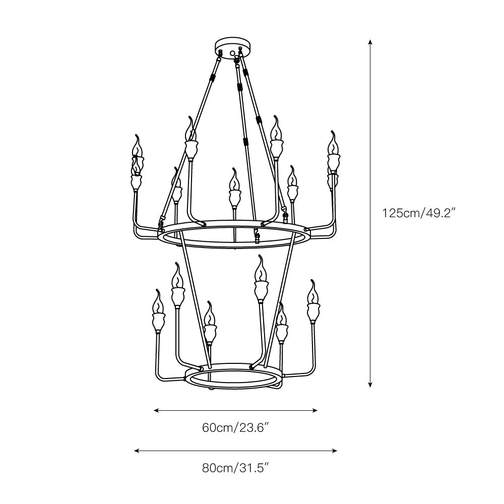 Fljotuvyh Modern Minimalist Industrial Candle Metal Chandelier - Lamp Copper