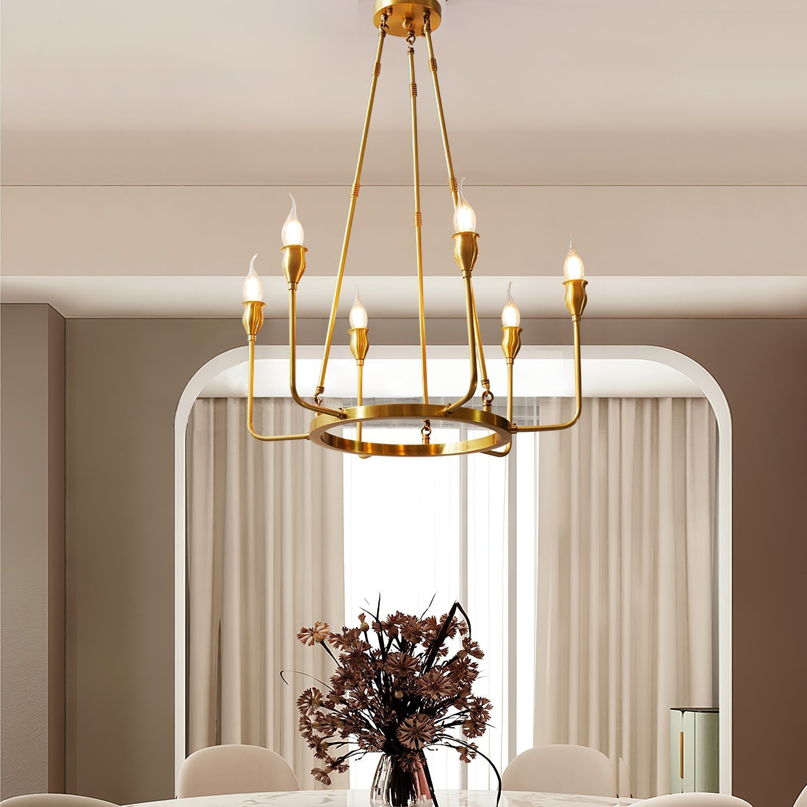 Fljotuvyh Modern Minimalist Industrial Candle Metal Chandelier - Lamp Copper