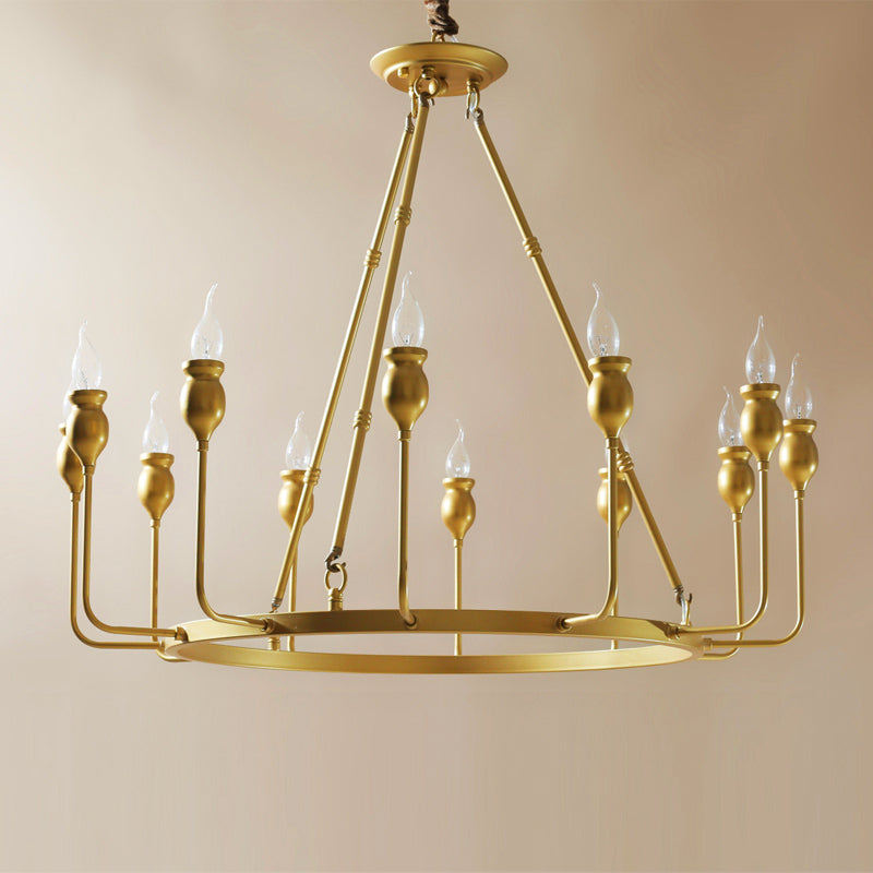 Fljotuvyh Modern Minimalist Industrial Candle Metal Chandelier - Lamp Copper