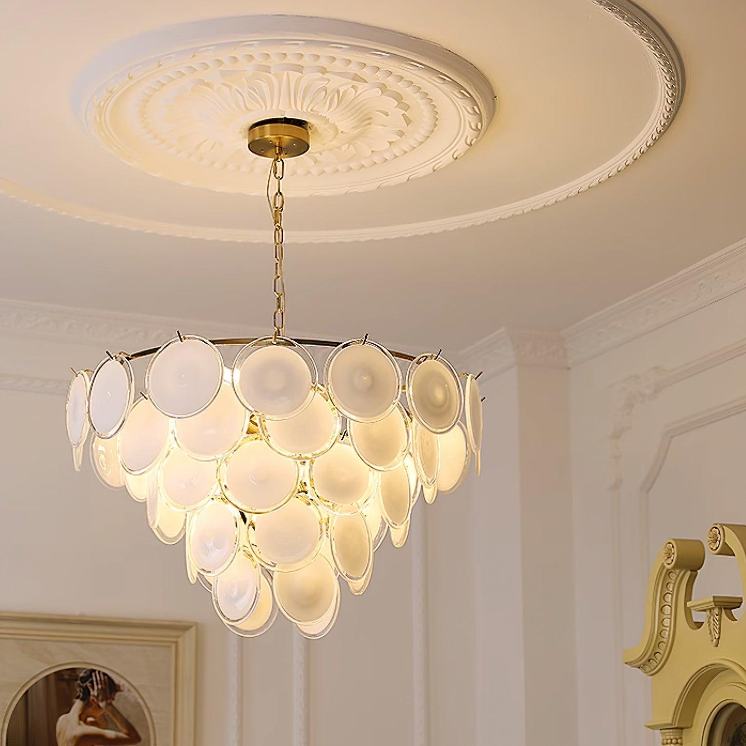 Esona Cascading Frosted Glass Discs Chandelier - Letslighting