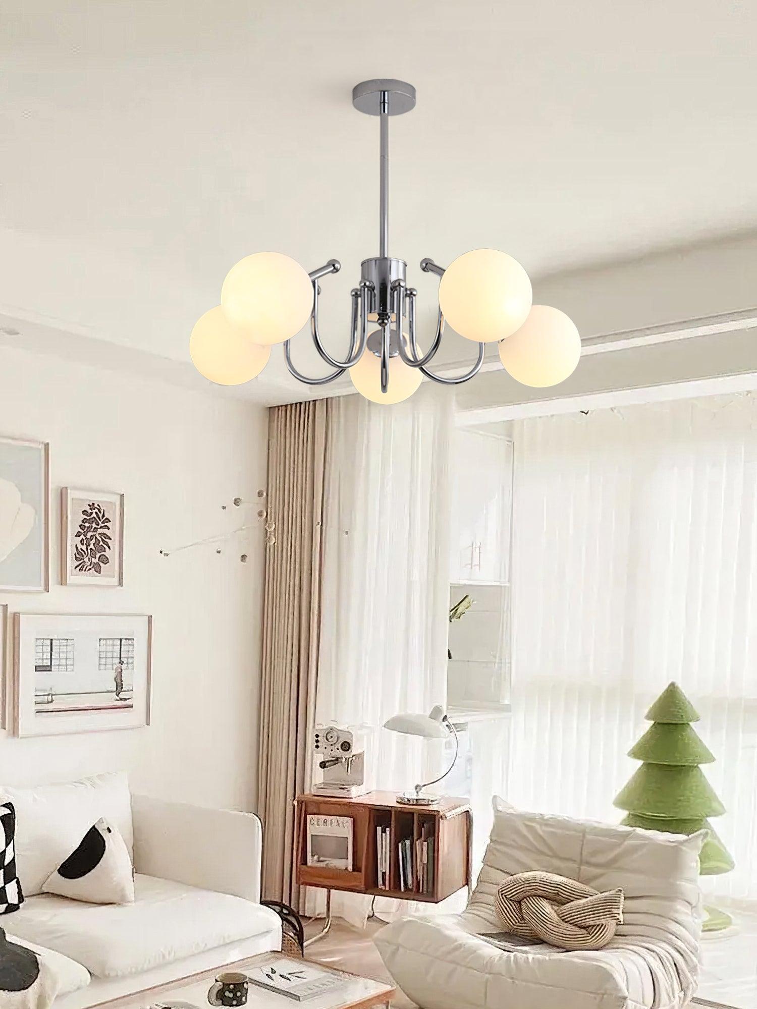 Aurora Chandelier Globe Chrome Modern - Blowlighting