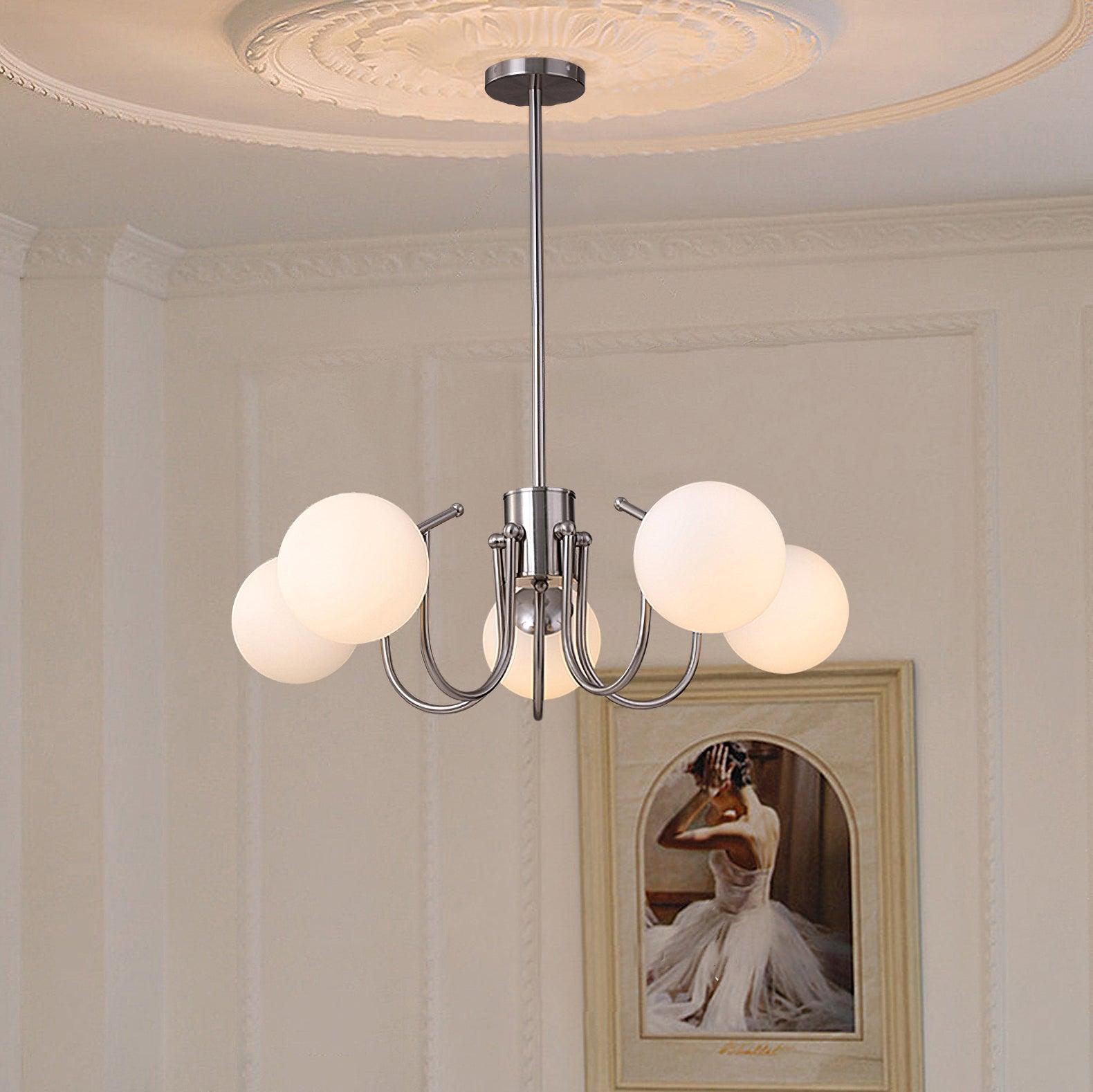 Aurora Chandelier Globe Chrome Modern - Blowlighting