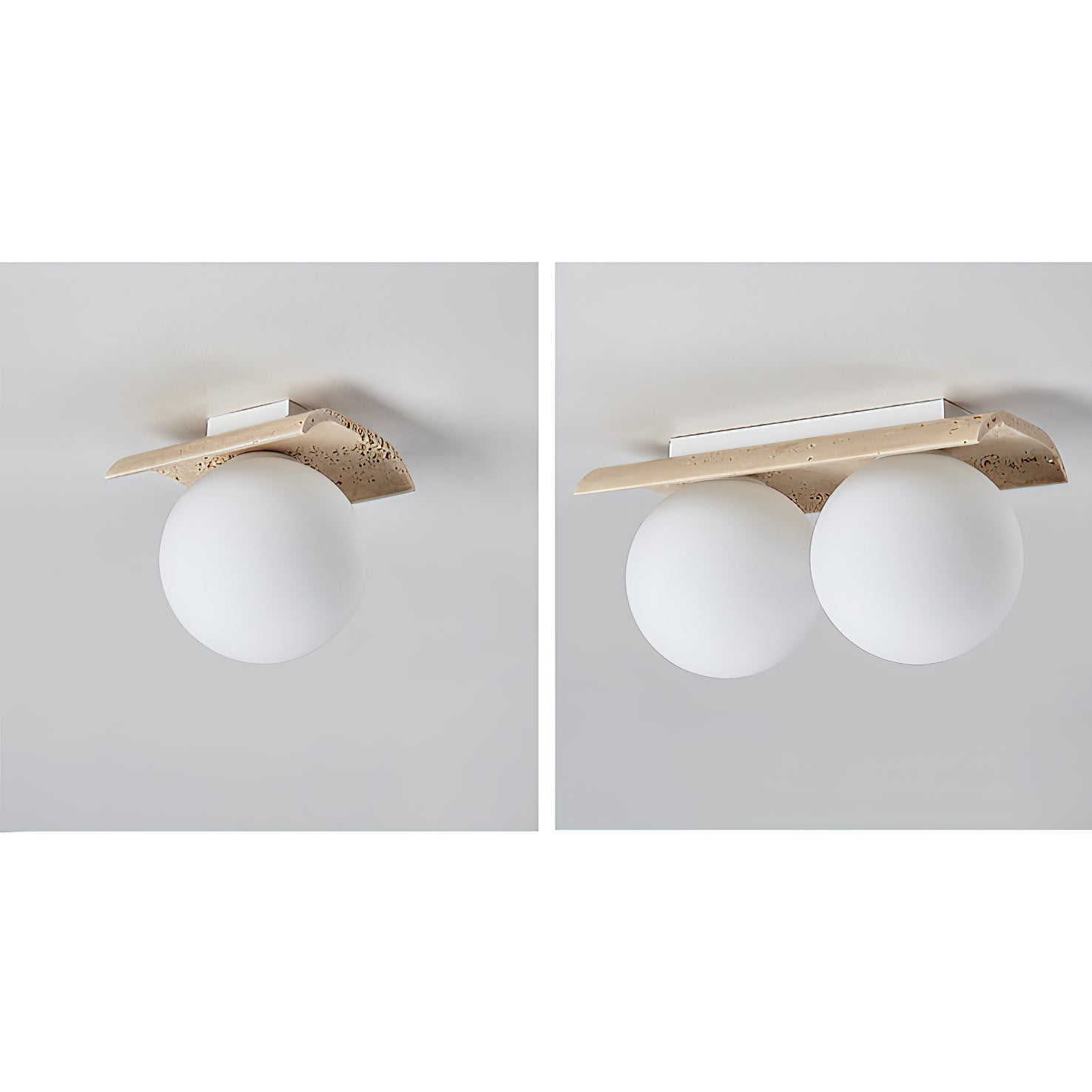 Bianca Globe Modern Minimalist Travertine Glass Ceiling Lamp - Lamp Copper