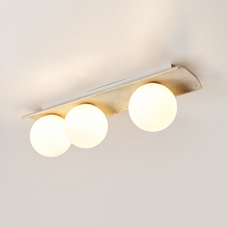Bianca Globe Modern Minimalist Travertine Glass Ceiling Lamp - Lamp Copper