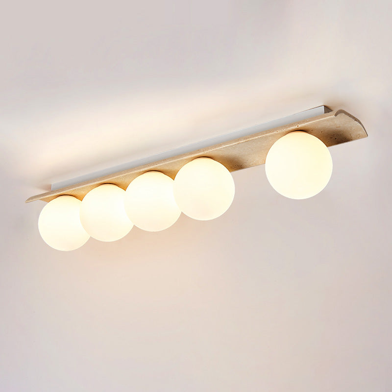 Bianca Globe Modern Minimalist Travertine Glass Ceiling Lamp - Lamp Copper