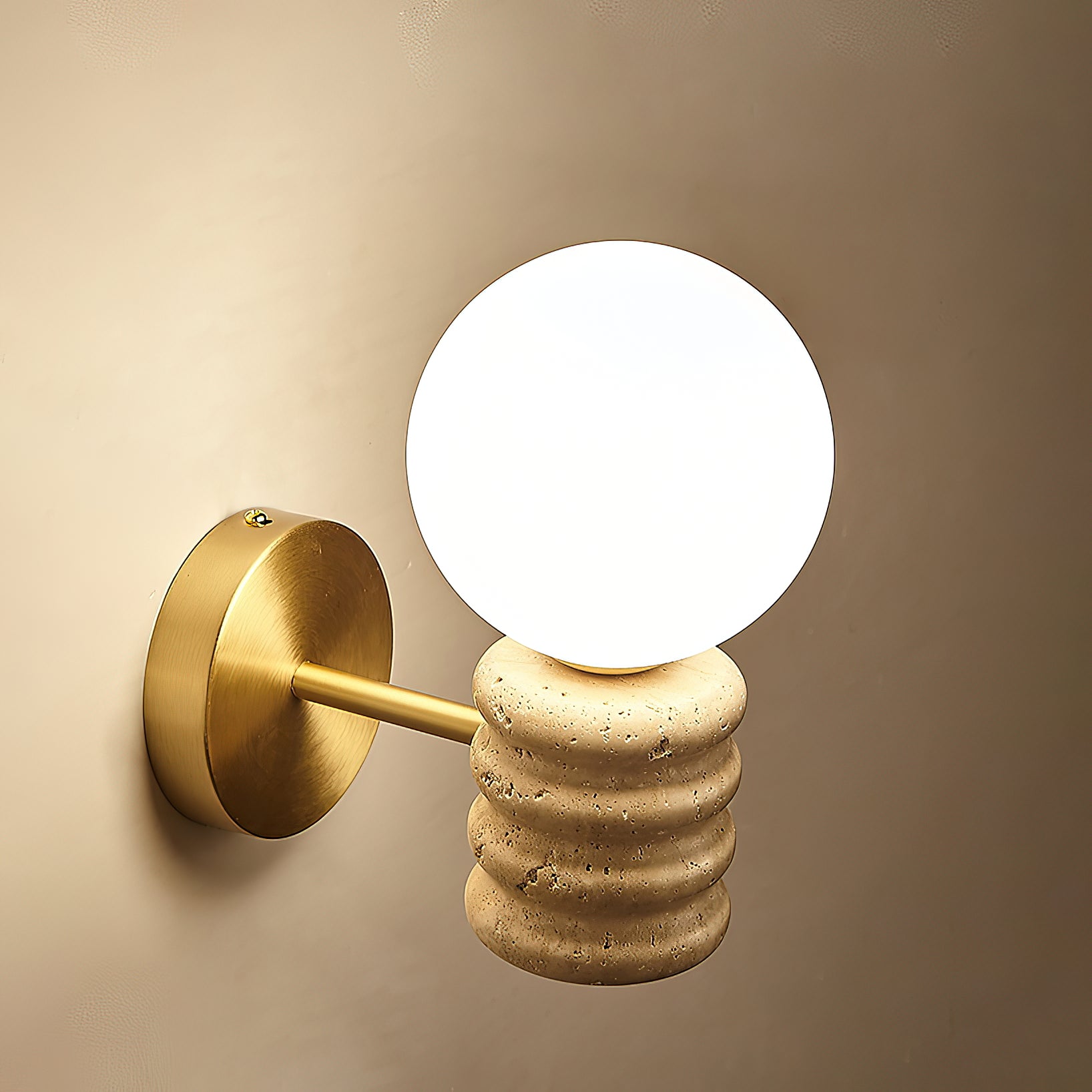 Ljomuvyh Modern Minimalist Travertine Glass Wall Lamp - Lamp Copper