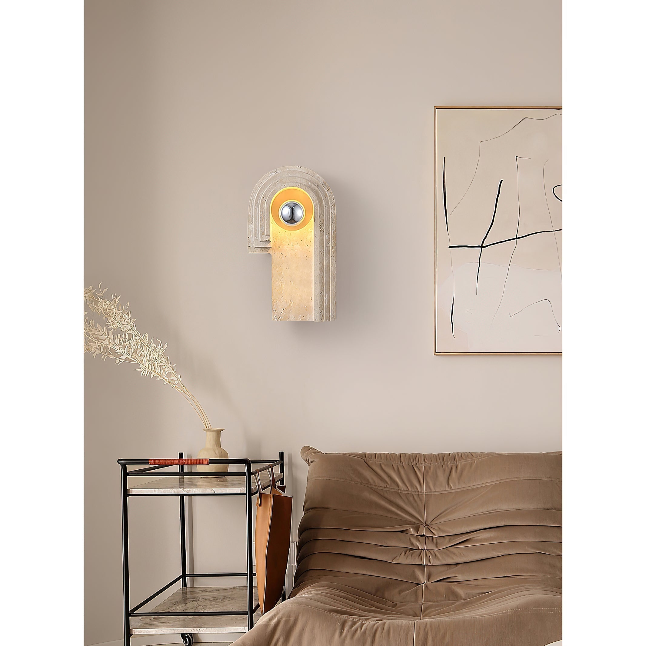 Mjolkuvyh Modern Minimalist Travertine Wall Lamp - Lamp Copper
