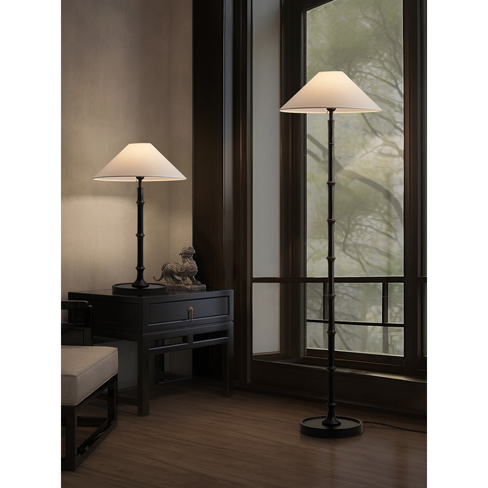 Black Bamboo Floor Lamp - Lamp Copper