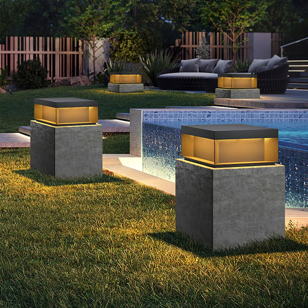 Black Box Outdoor Post Light - Lamp Copper