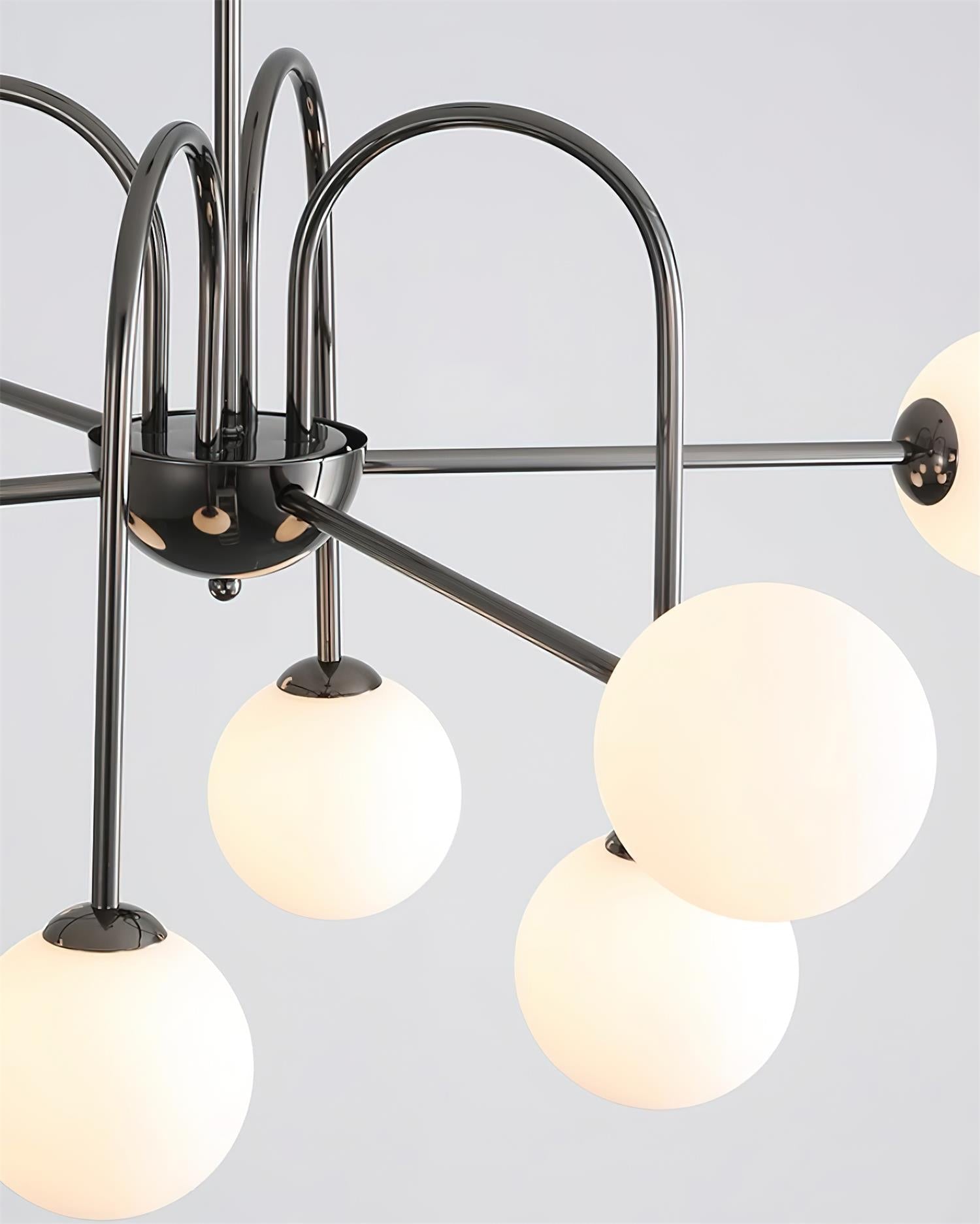 Chandelier Black Metal Arches Glass Globes Minimalist - Letslighting