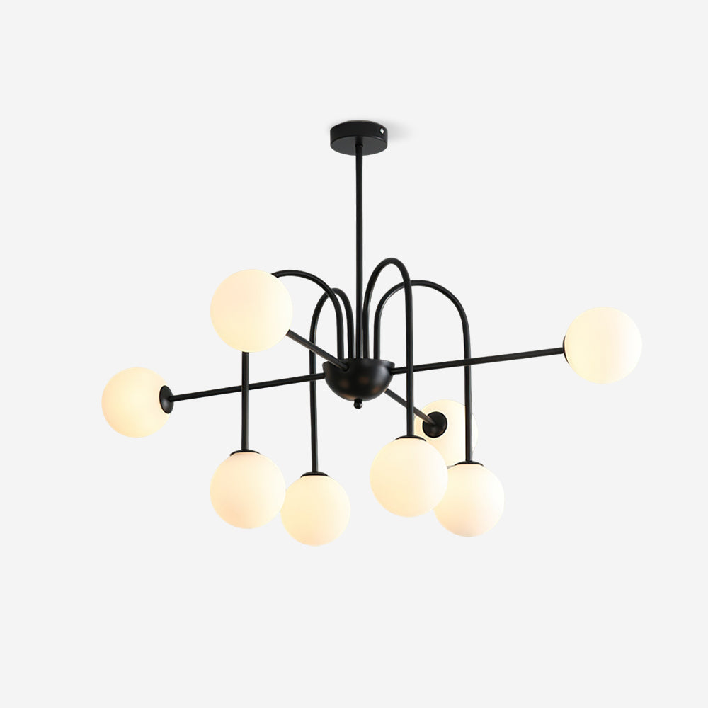 Chandelier Black Metal Arches Glass Globes Minimalist - Letslighting