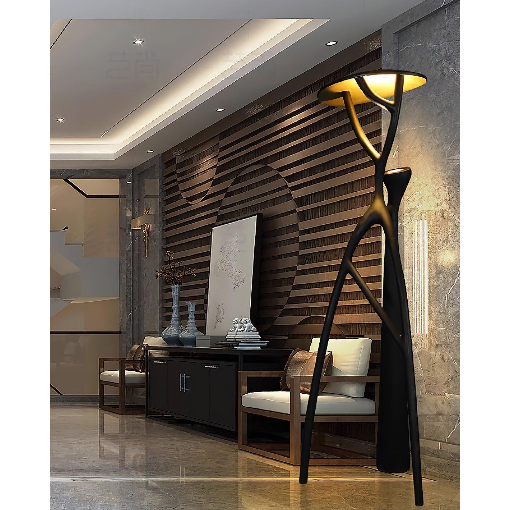 Black Sculpture Floor Lamp - Lamp Copper