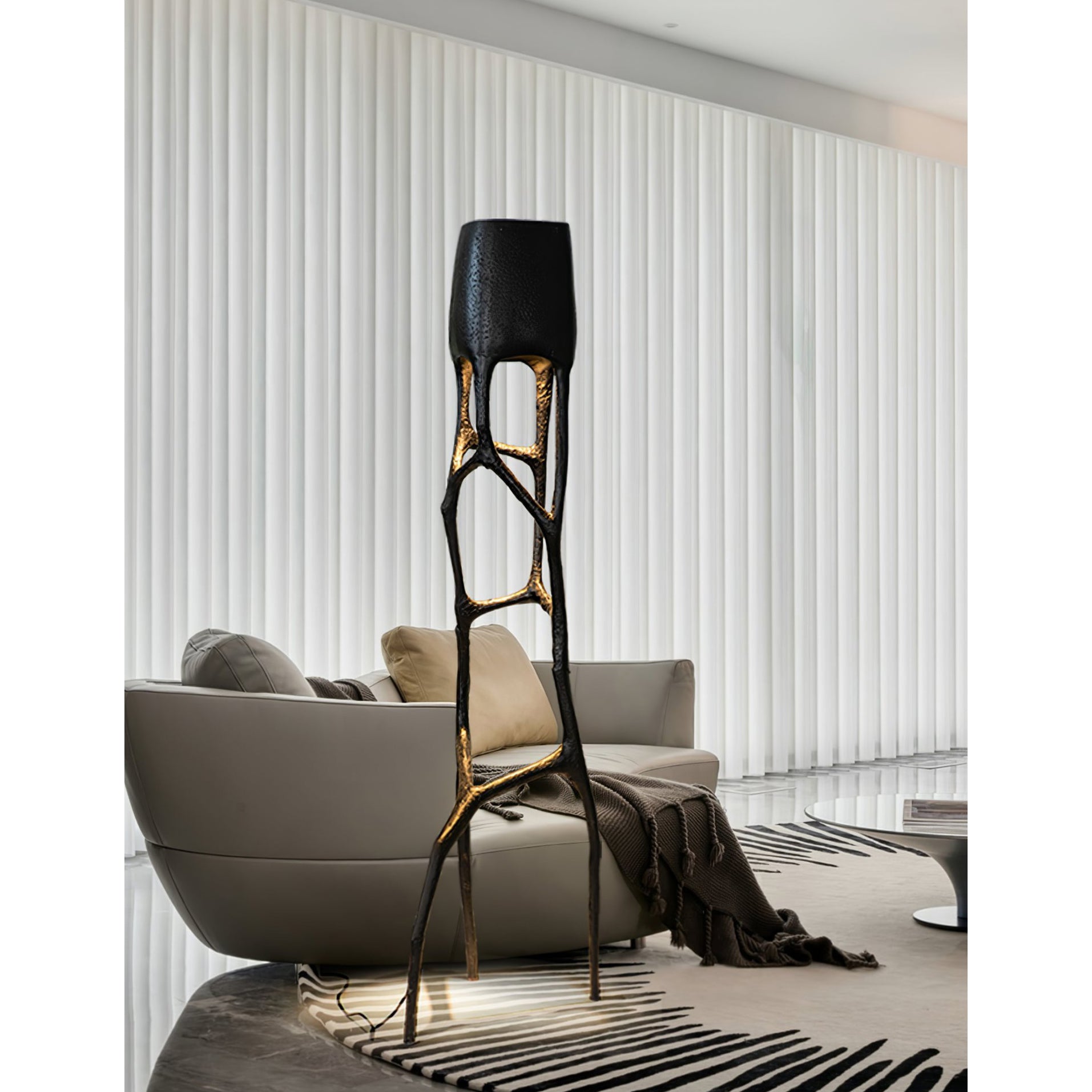 Black Tree Sculpture Floor Lamp - Lamp Copper