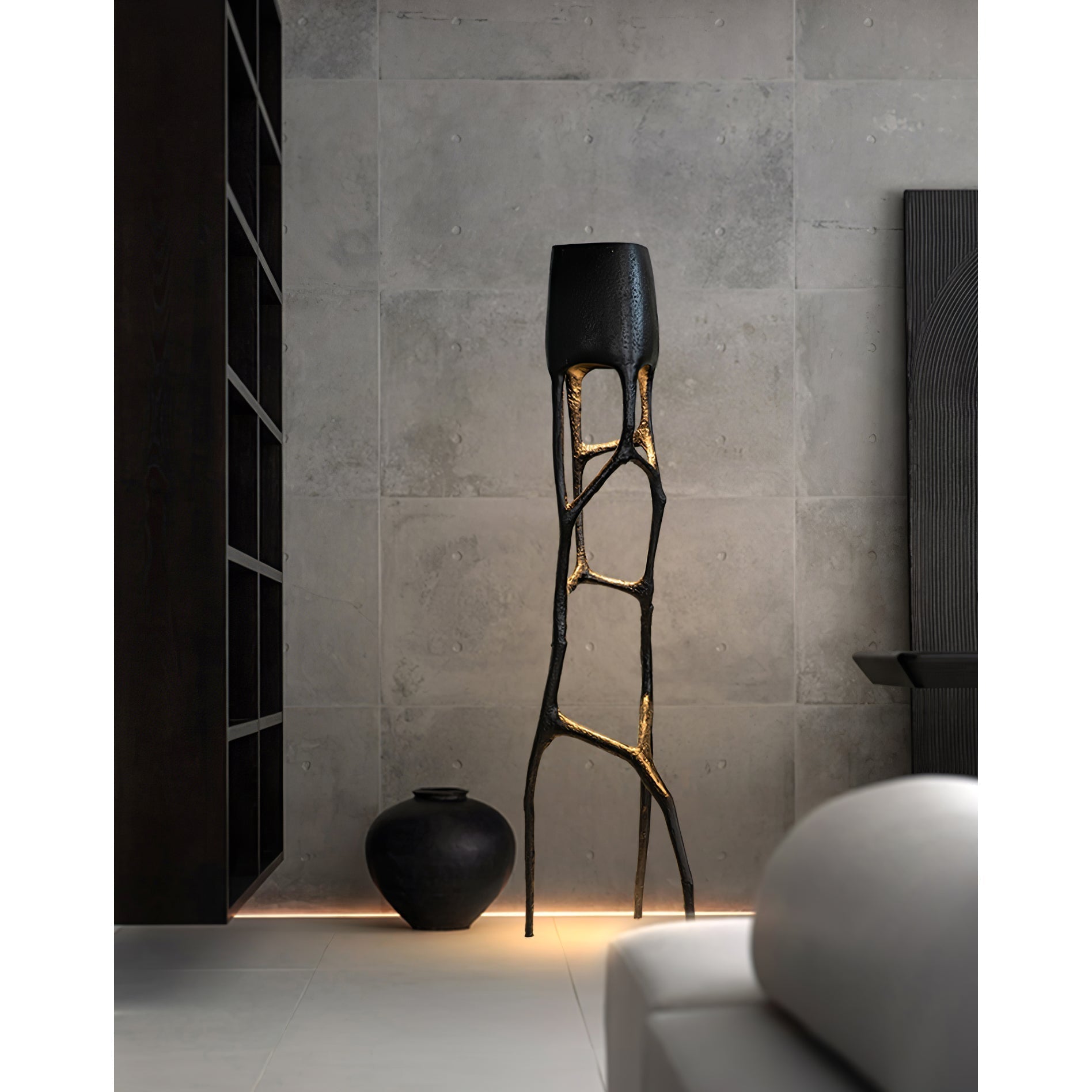 Black Tree Sculpture Floor Lamp - Lamp Copper