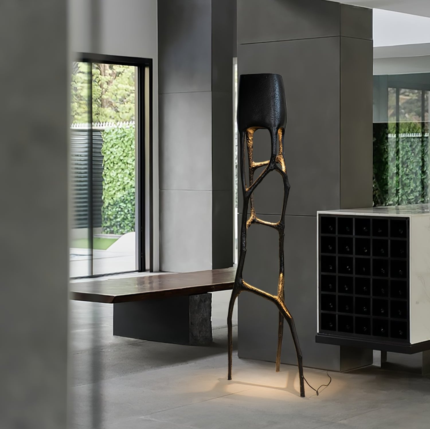 Black Tree Sculpture Floor Lamp - Lamp Copper