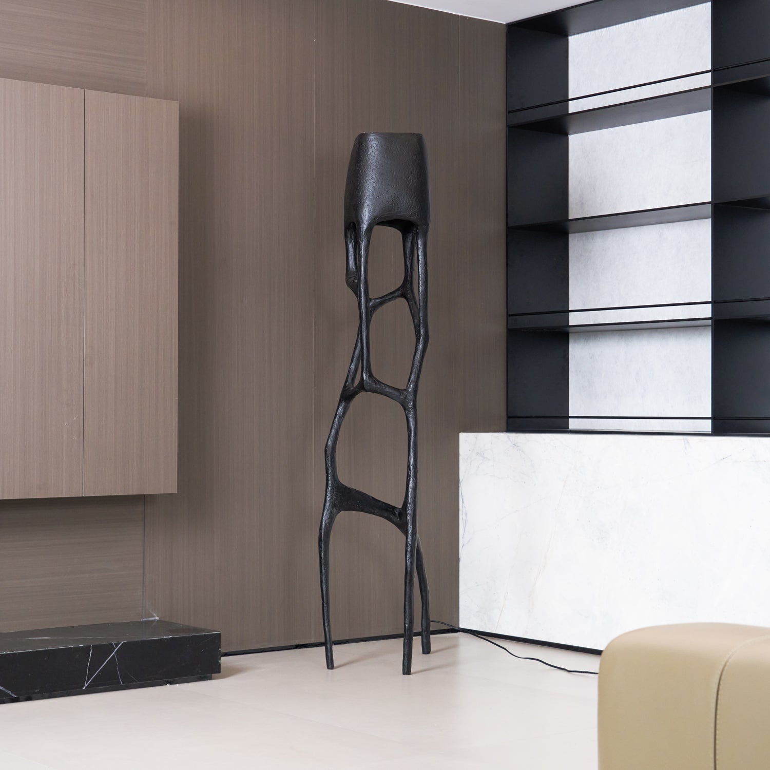 Black Tree Sculpture Floor Lamp - Lamp Copper