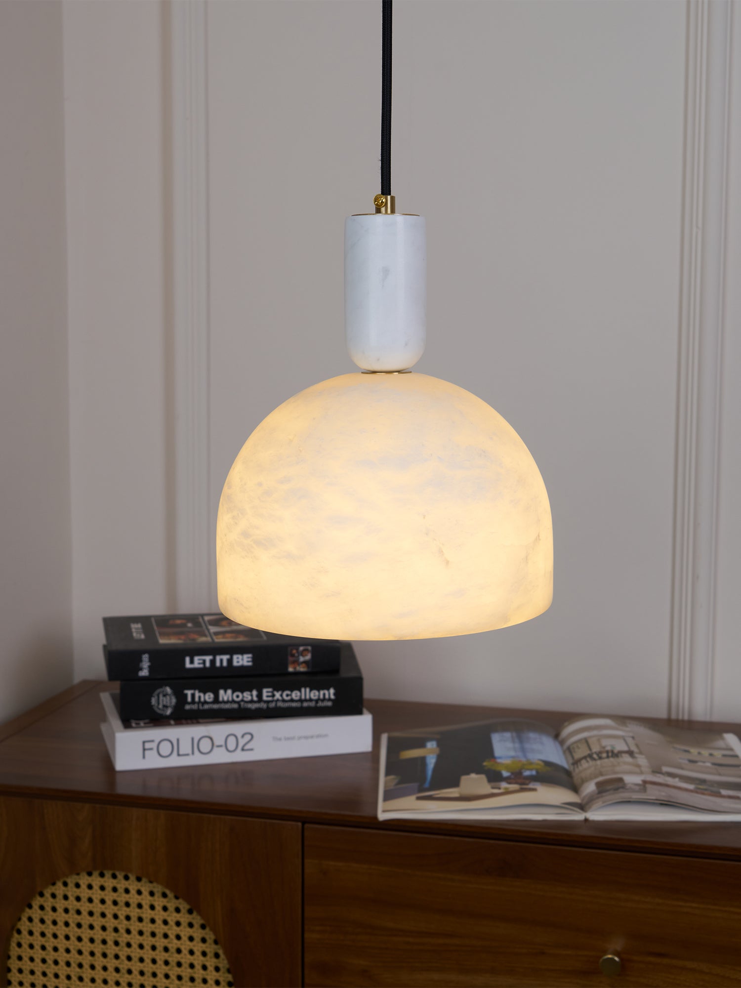 Ulcaris Modern Minimalist Alabaster Pendnat Light - Lamp Copper