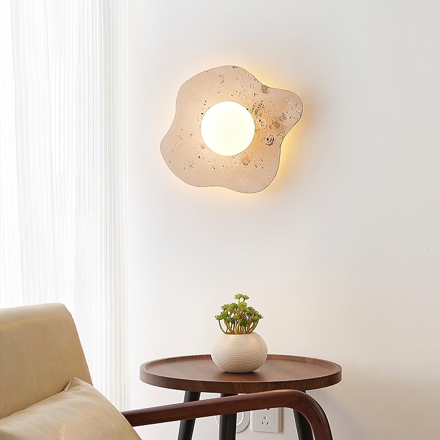Tinduvyj Modern Minimalist Travertine Glass Wall Lamp - Lamp Copper