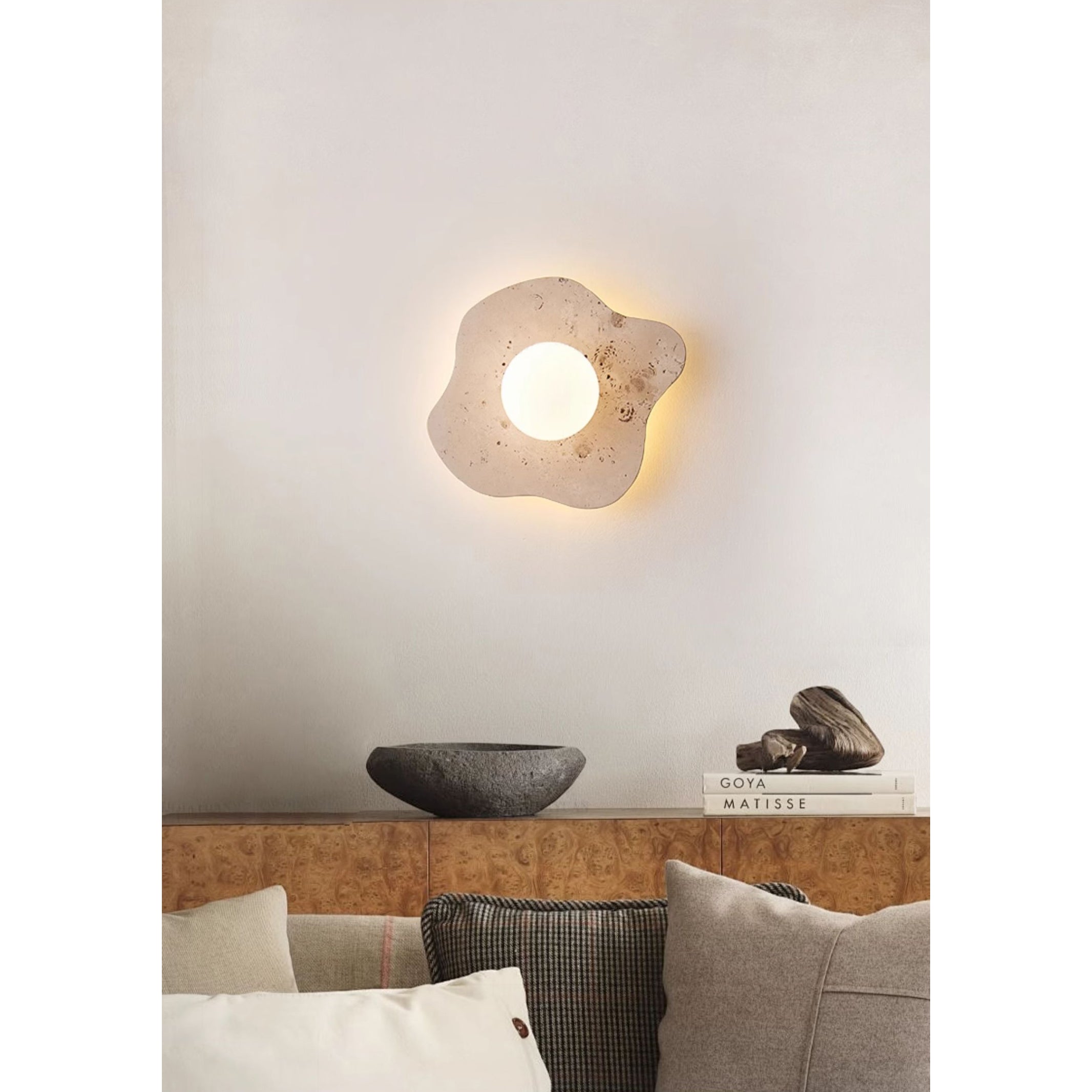 Tinduvyj Modern Minimalist Travertine Glass Wall Lamp - Lamp Copper