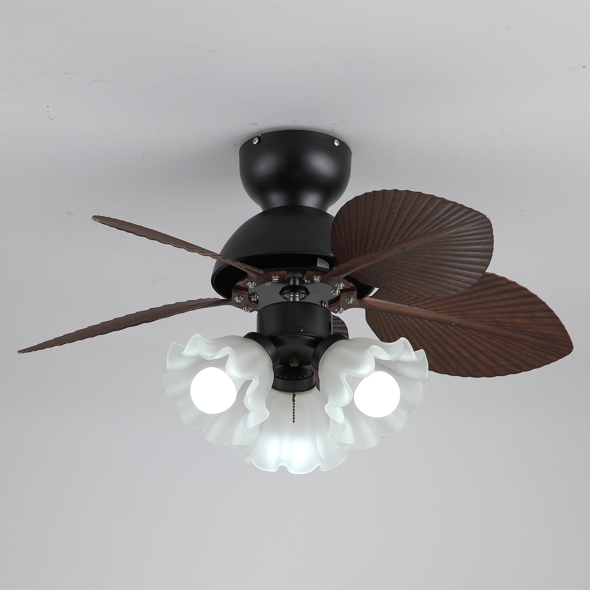 Ventilatore da soffitto con luce Qers con pale in ABS e paralume in vetro