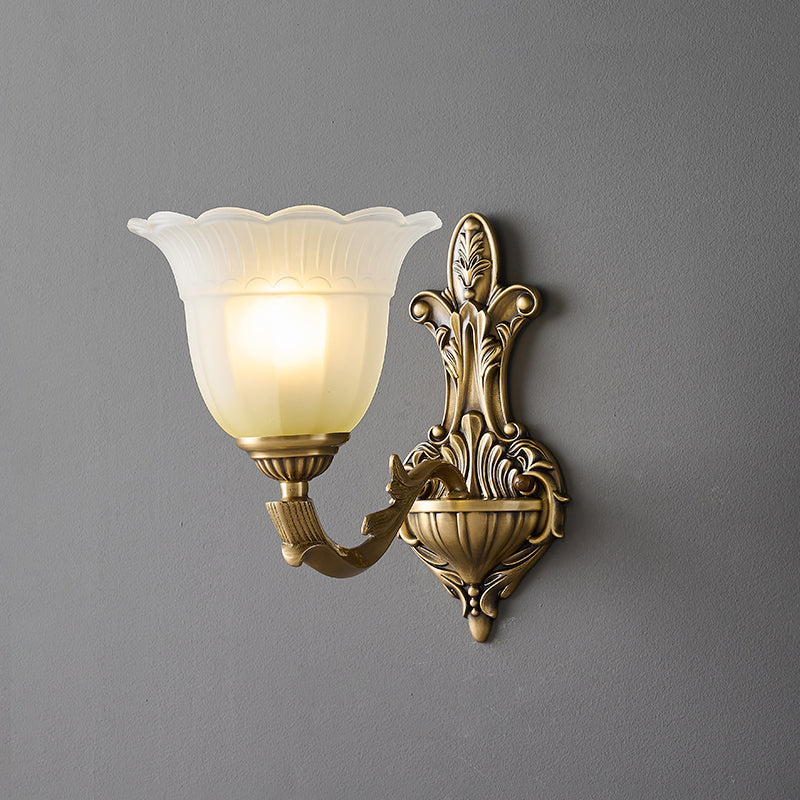 Sifuvyd Luxury Flower Brass Glass Metal Sconce - Lamp Copper