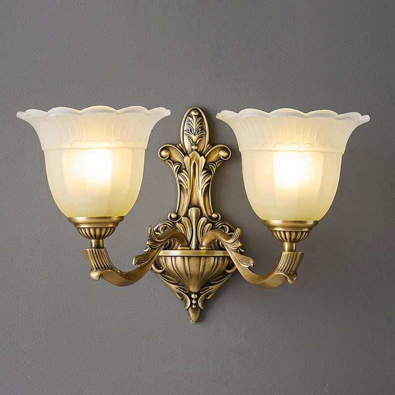 Sifuvyd Luxury Flower Brass Glass Metal Sconce - Lamp Copper