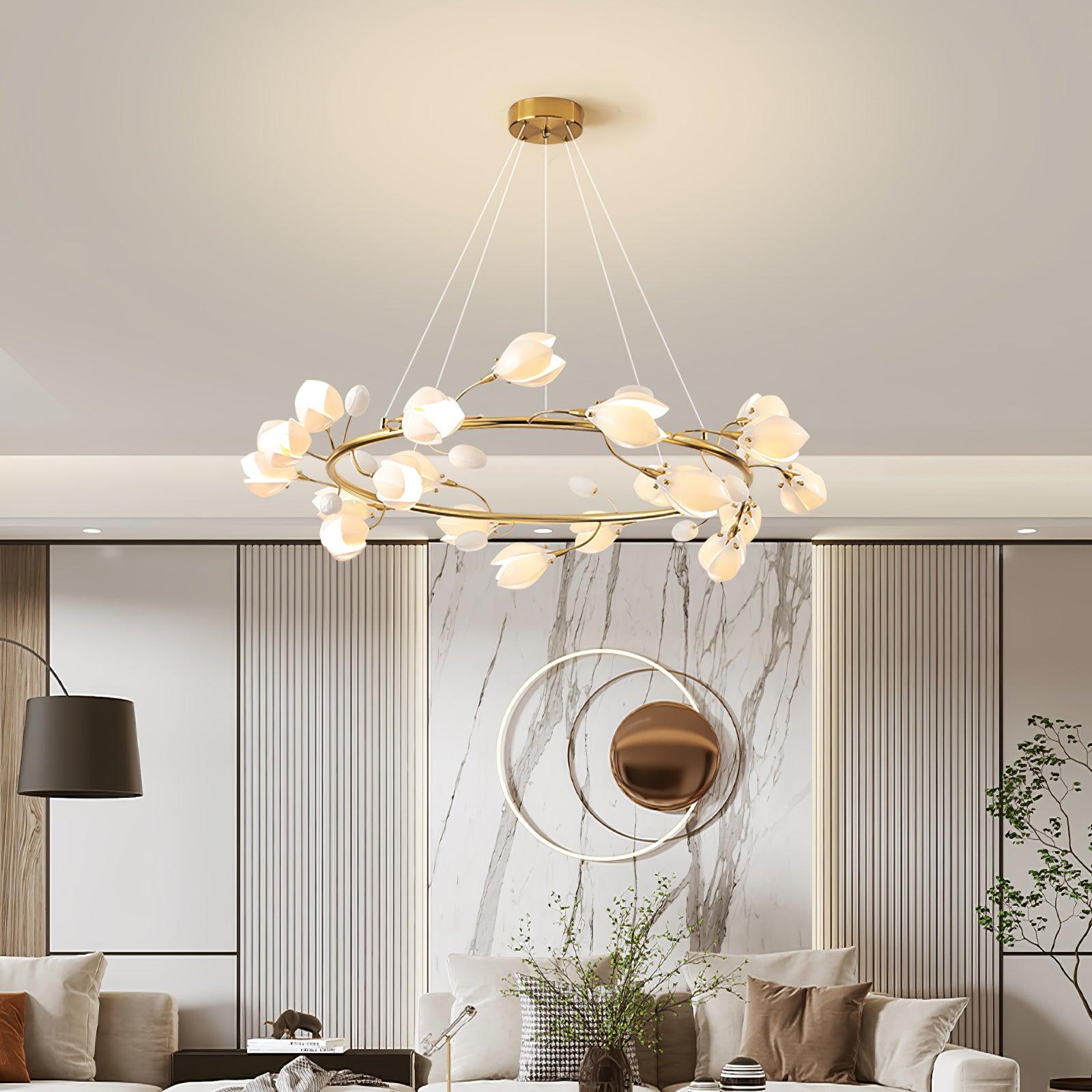 Porcelain Magnolia Chandelier - Blowlighting