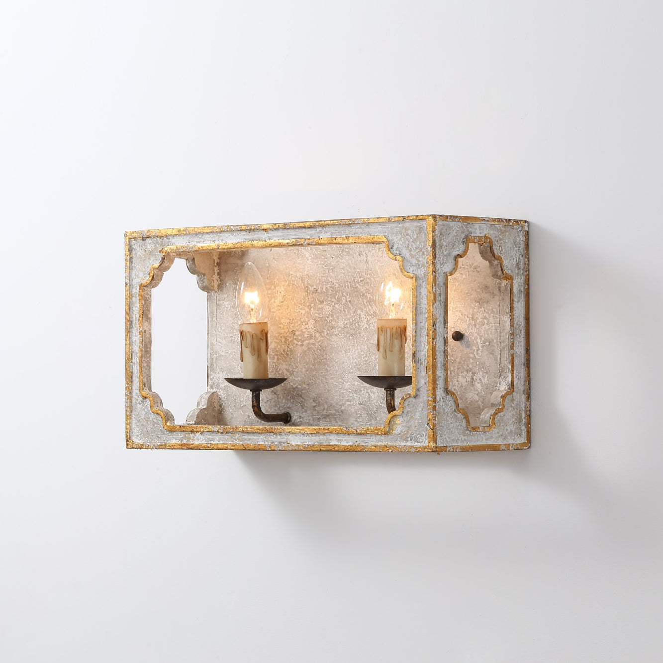 Vatnuvyd Rustic Cube Wooden Metal Sconce - Lamp Copper