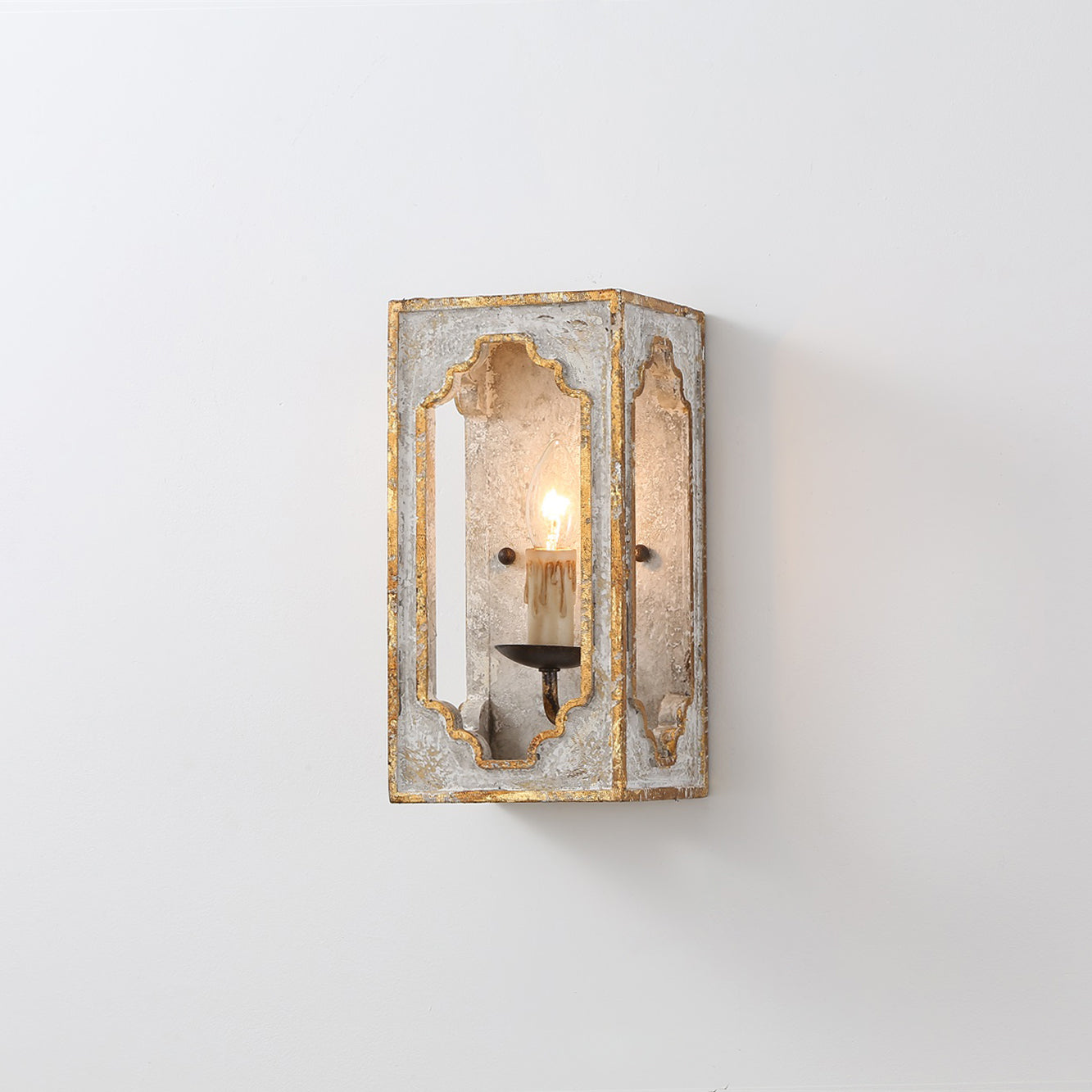Vatnuvyd Rustic Cube Wooden Metal Sconce - Lamp Copper