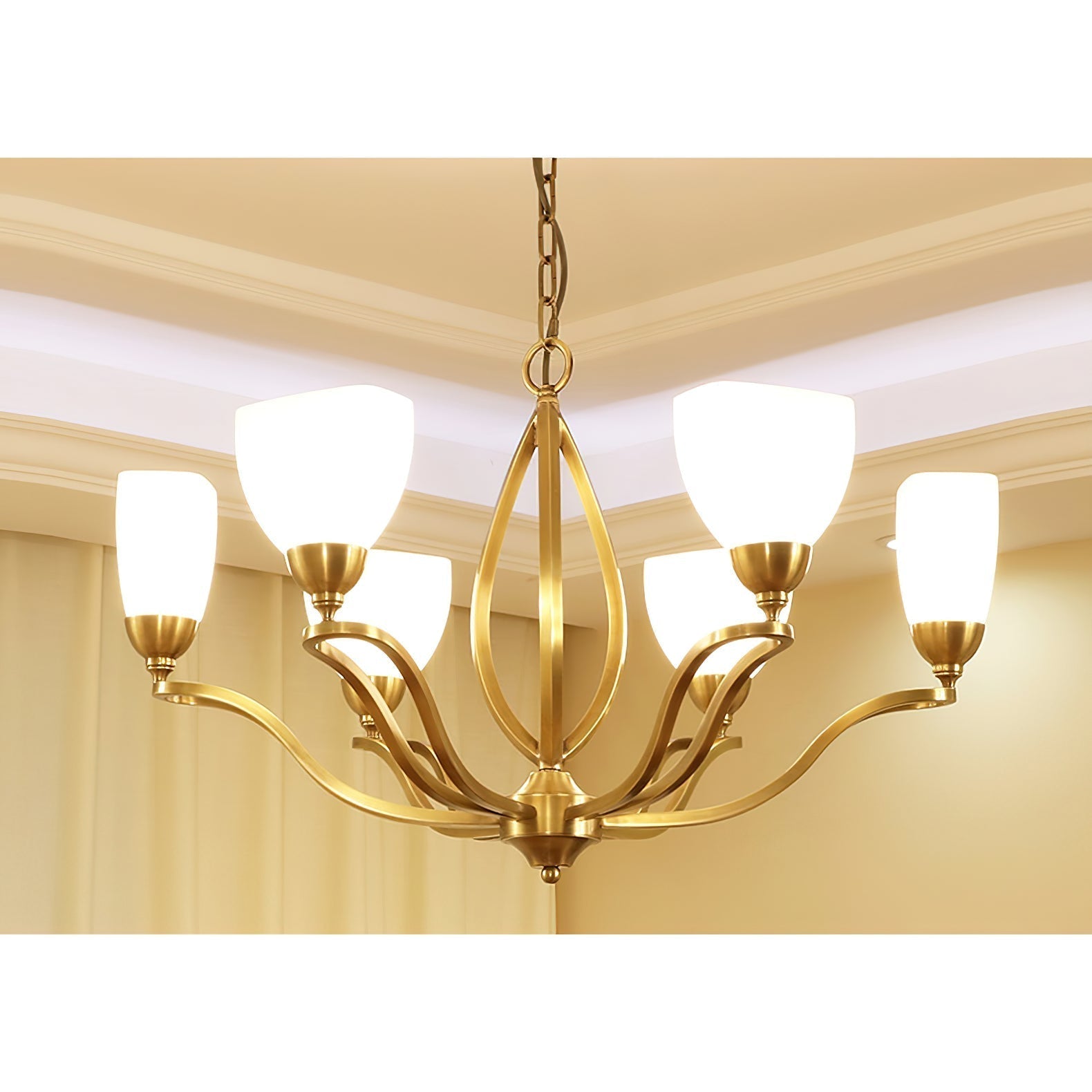 Dvaluvyj Postmodern Luxury Brass Metal Glass Chandelier - Lamp Copper
