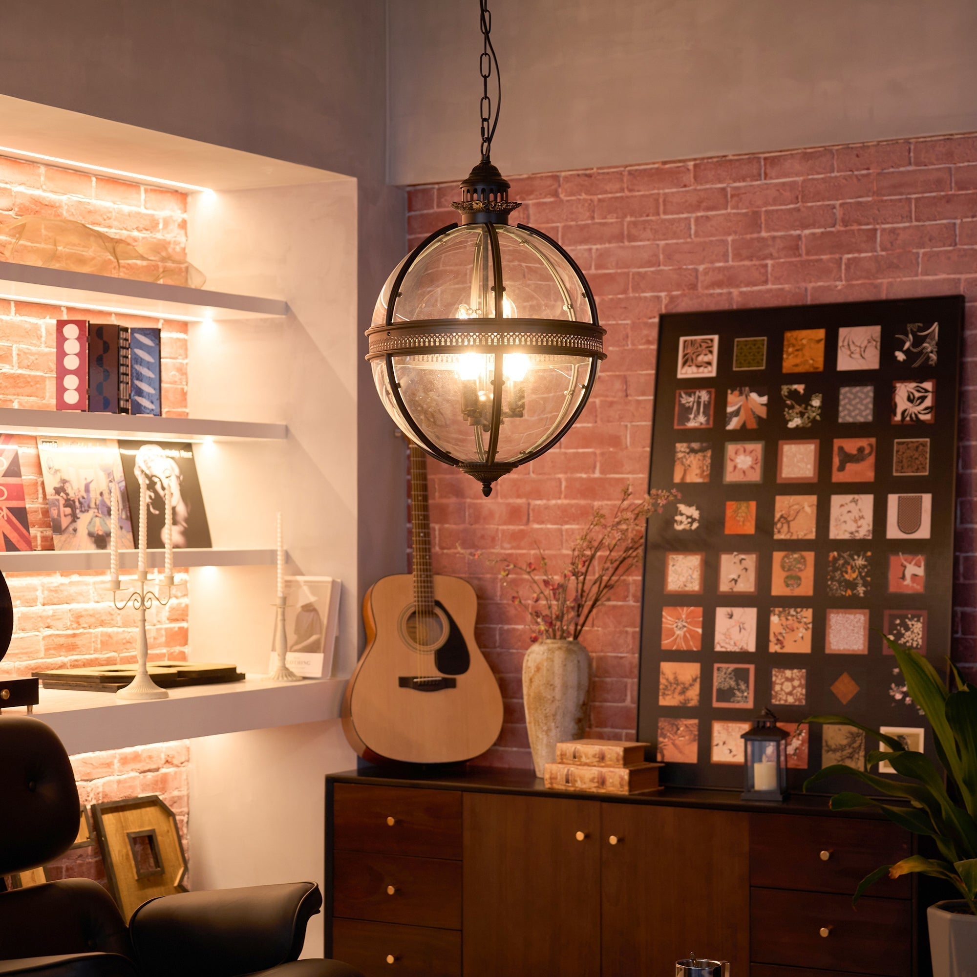 Svelte Vintage Industrial Metal Glass Pendant Light - Lamp Copper