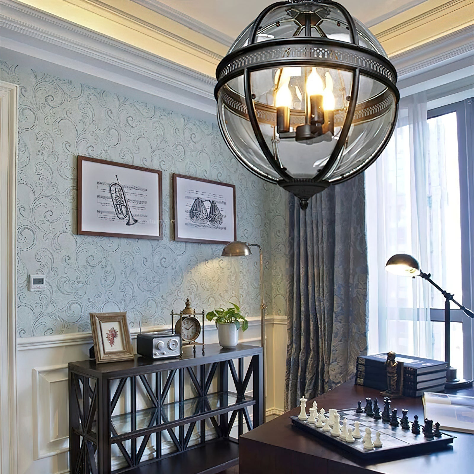 Svelte Vintage Industrial Metal Glass Pendant Light - Lamp Copper