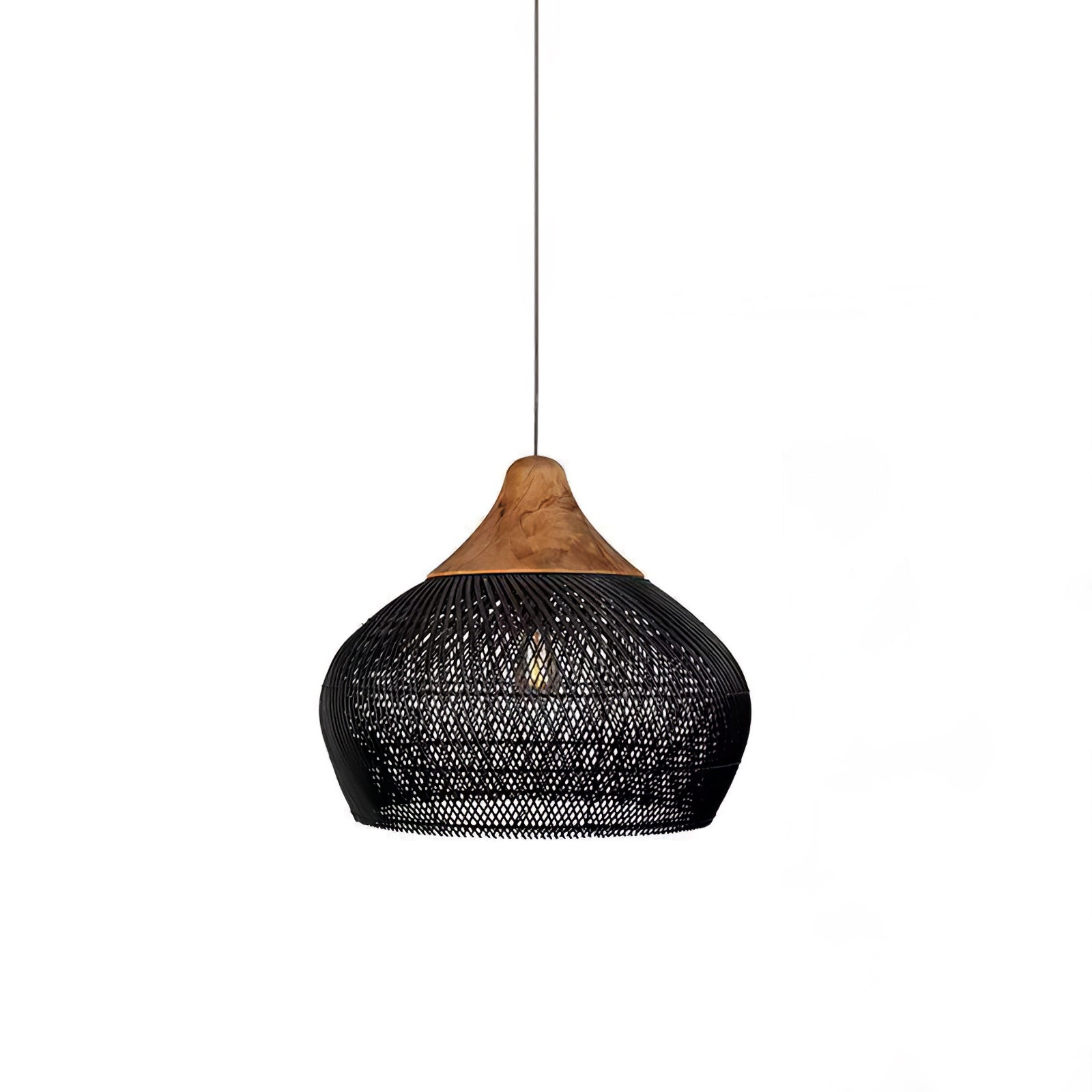 Ritta Lampada a Sospensione in Rattan Intrecciato per Soggiorno