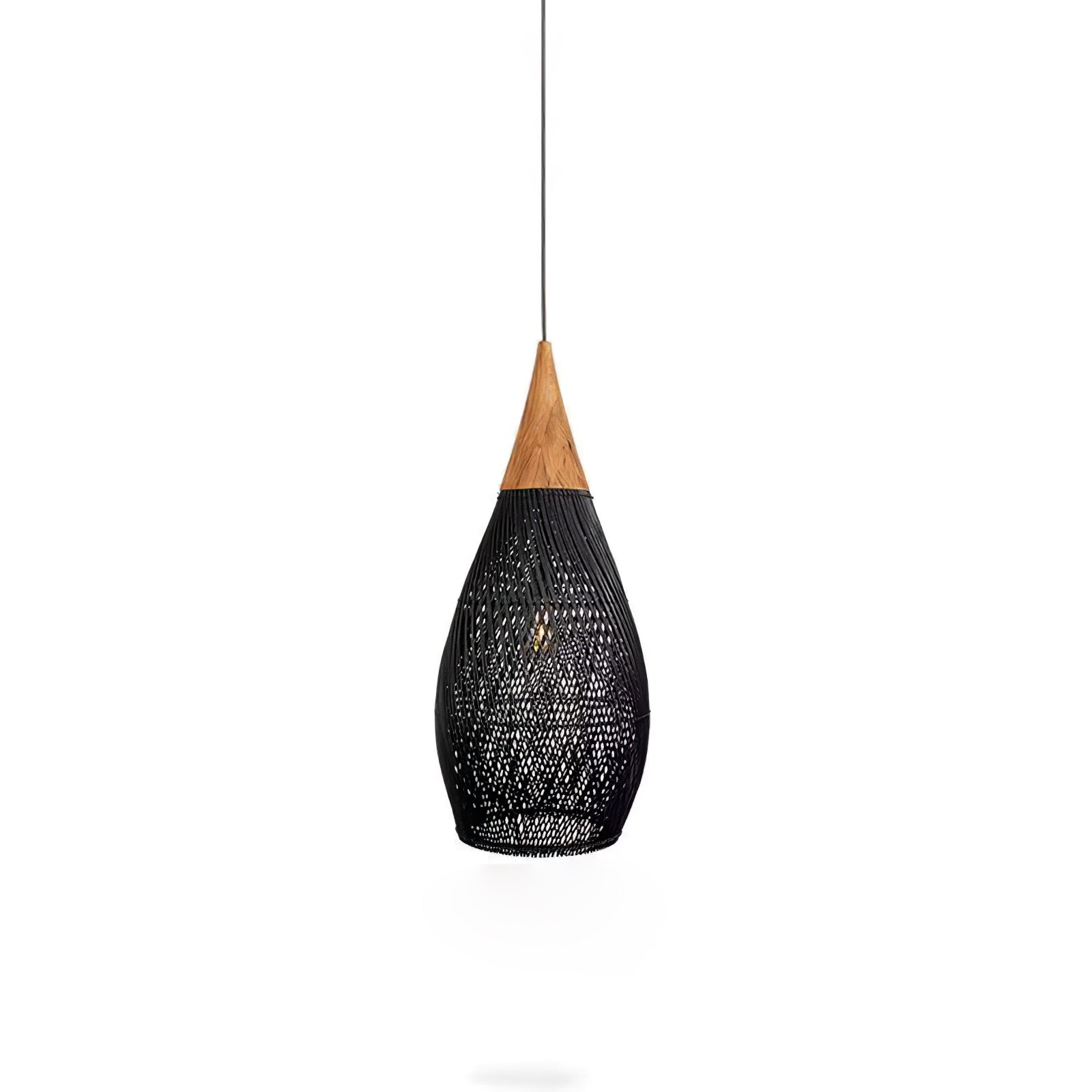 Ritta Lampada a Sospensione in Rattan Intrecciato per Soggiorno