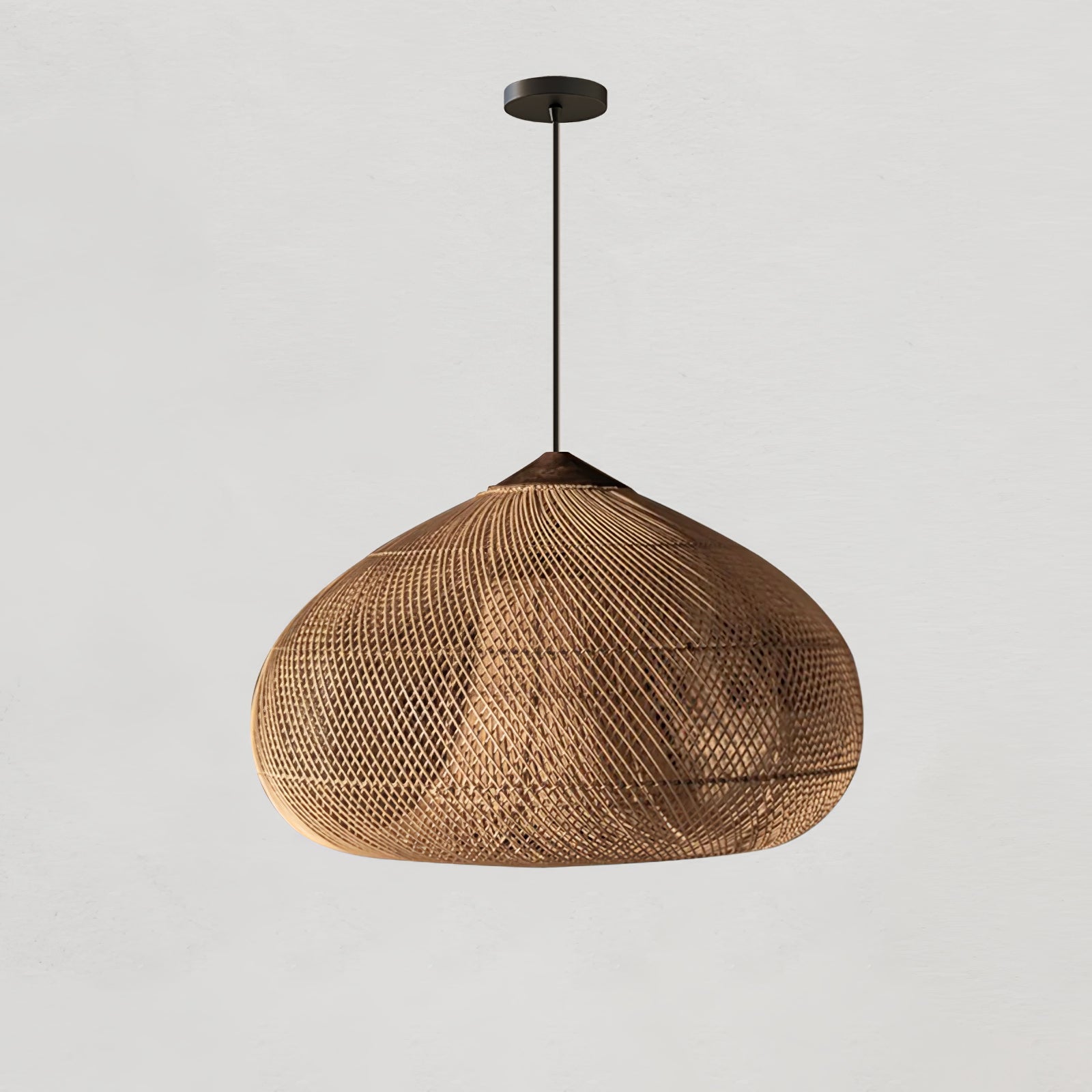 Ritta Lampada a Sospensione in Rattan Intrecciato per Soggiorno
