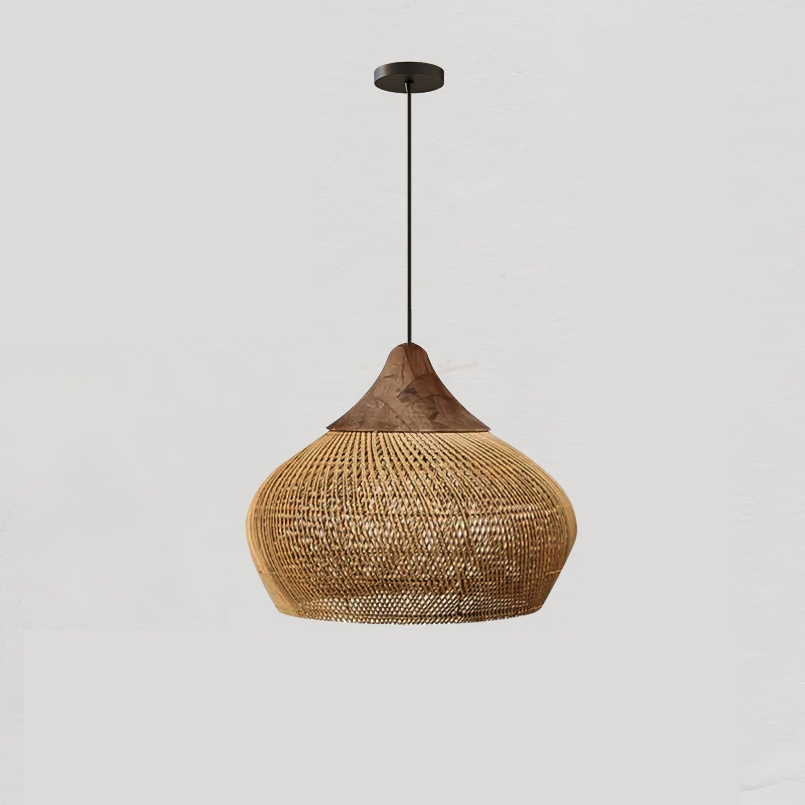 Ritta Lampada a Sospensione in Rattan Intrecciato per Soggiorno