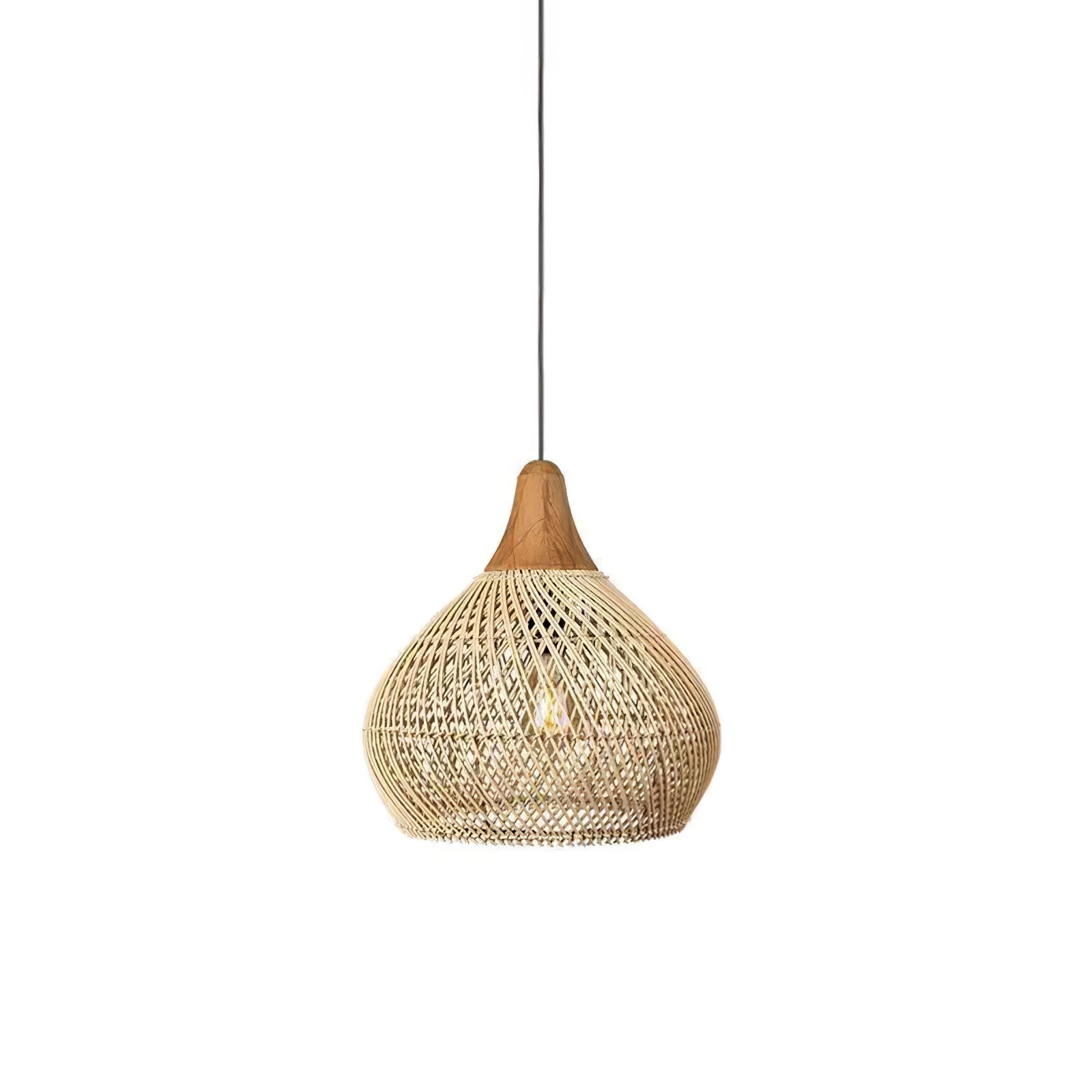 Ritta Lampada a Sospensione in Rattan Intrecciato per Soggiorno