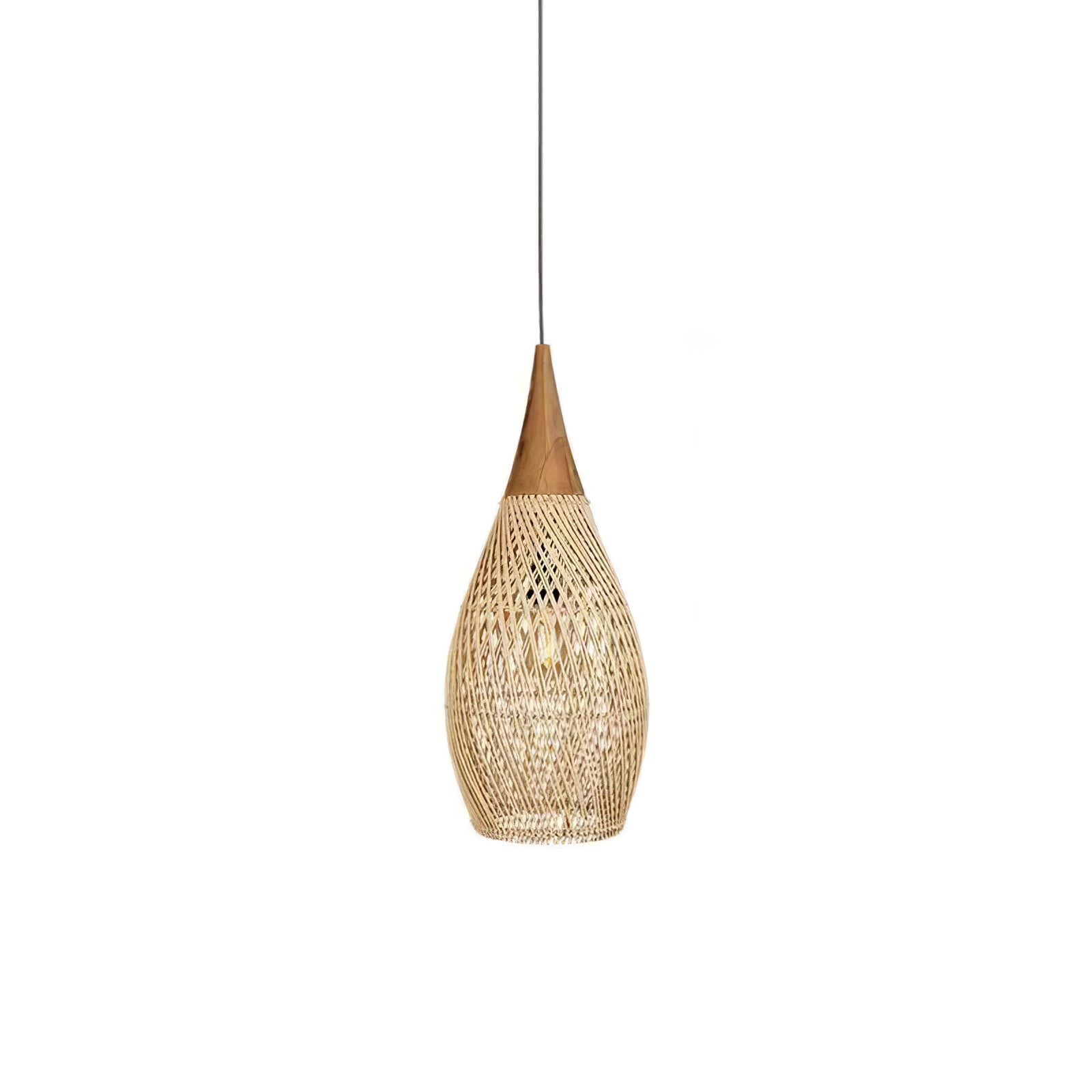 Ritta Lampada a Sospensione in Rattan Intrecciato per Soggiorno