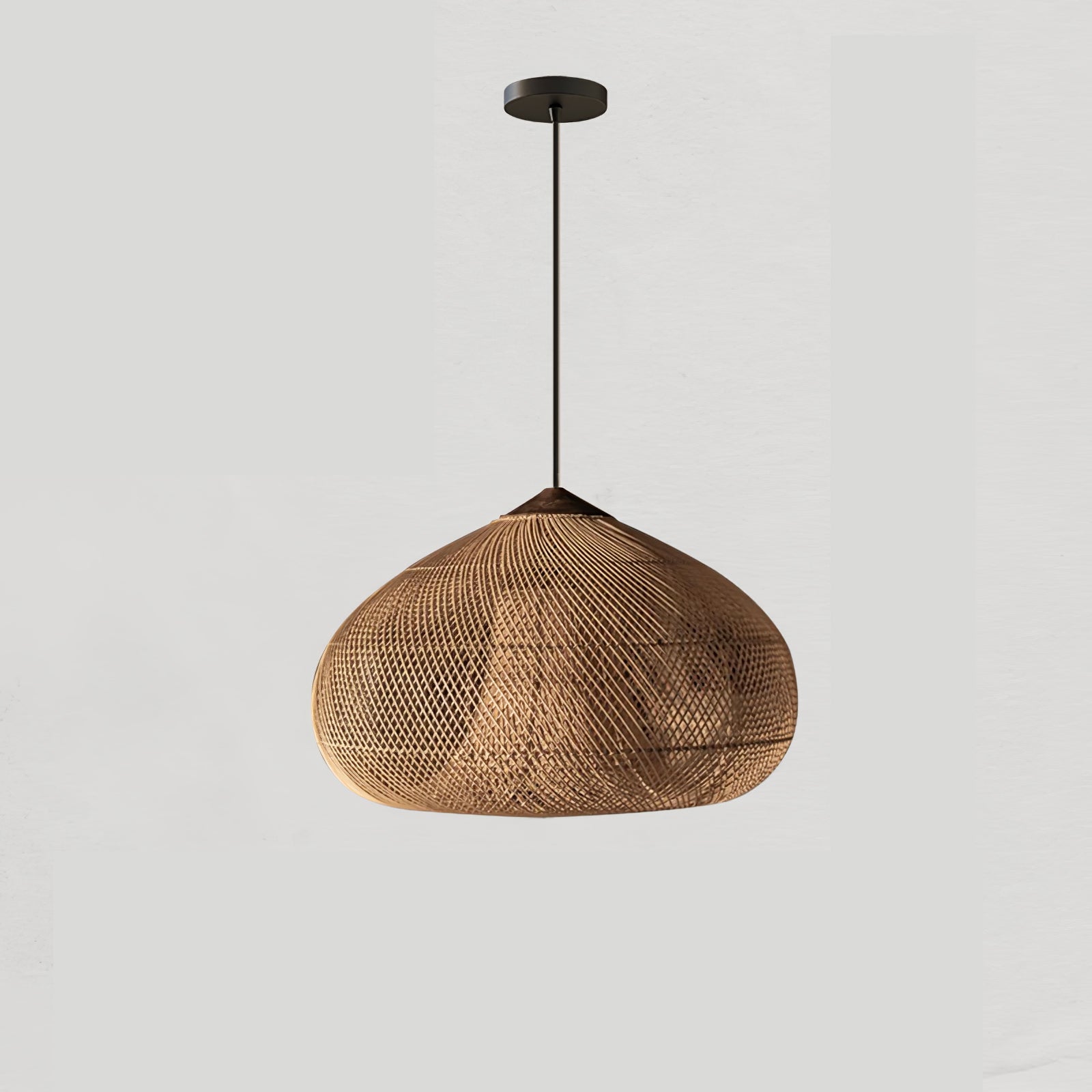 Ritta Lampada a Sospensione in Rattan Intrecciato per Soggiorno