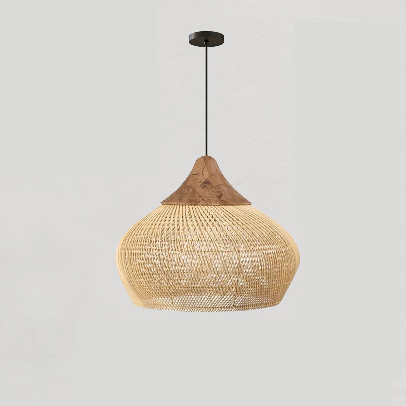 Ritta Lampada a Sospensione in Rattan Intrecciato per Soggiorno