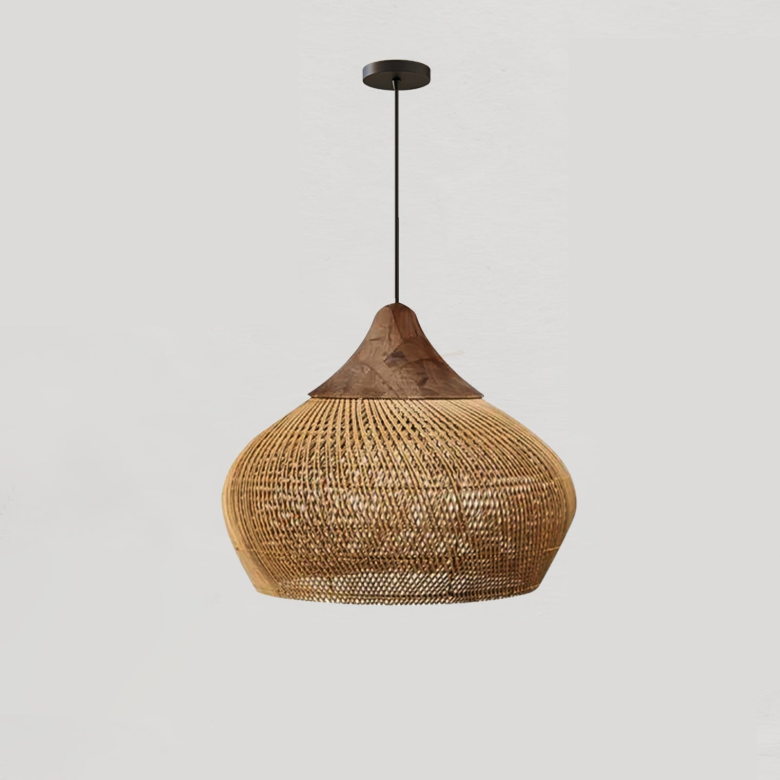 Ritta Lampada a Sospensione in Rattan Intrecciato per Soggiorno