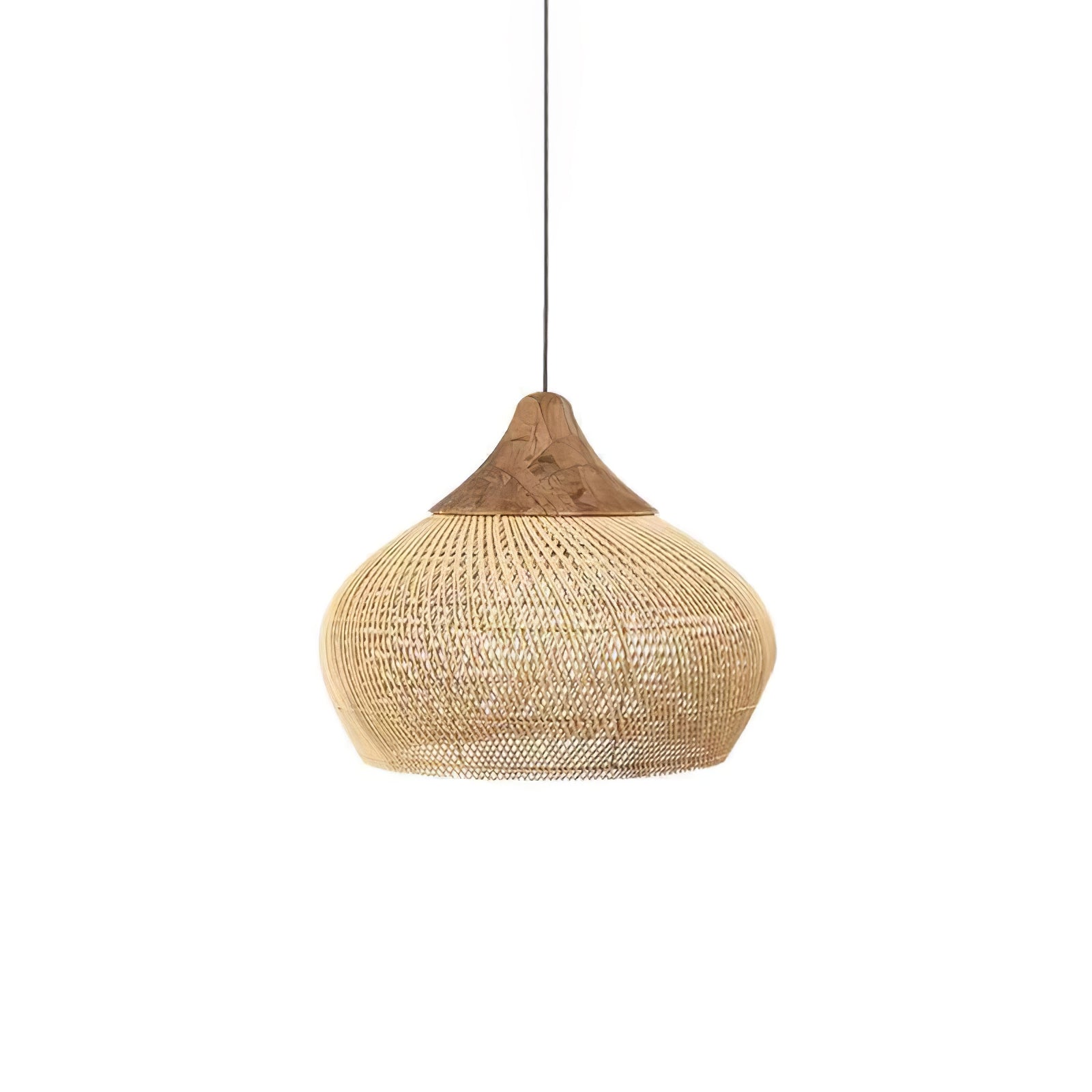 Ritta Lampada a Sospensione in Rattan Intrecciato per Soggiorno