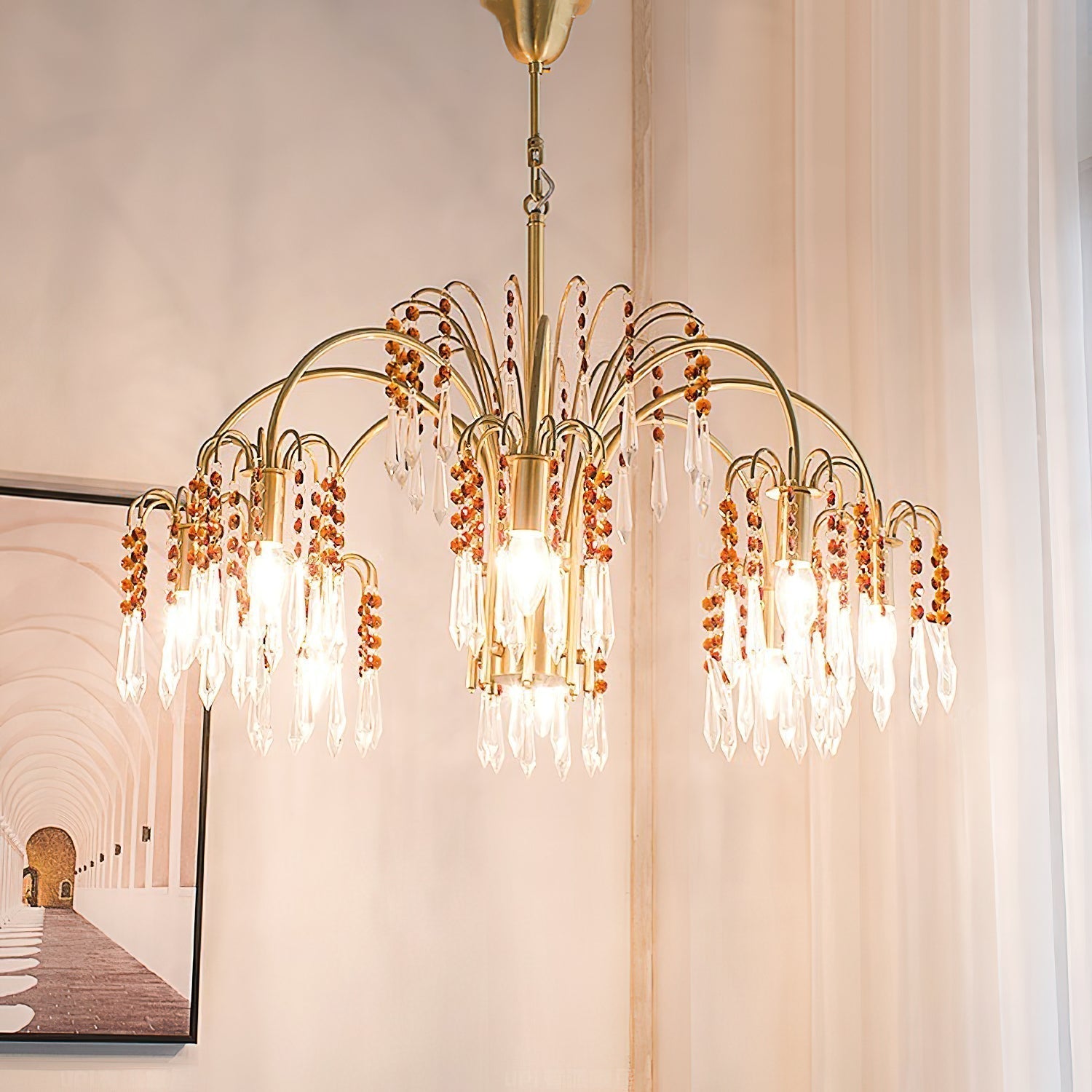 Voyant Premium Luxury Candle Crystal Chandelier - Lamp Copper