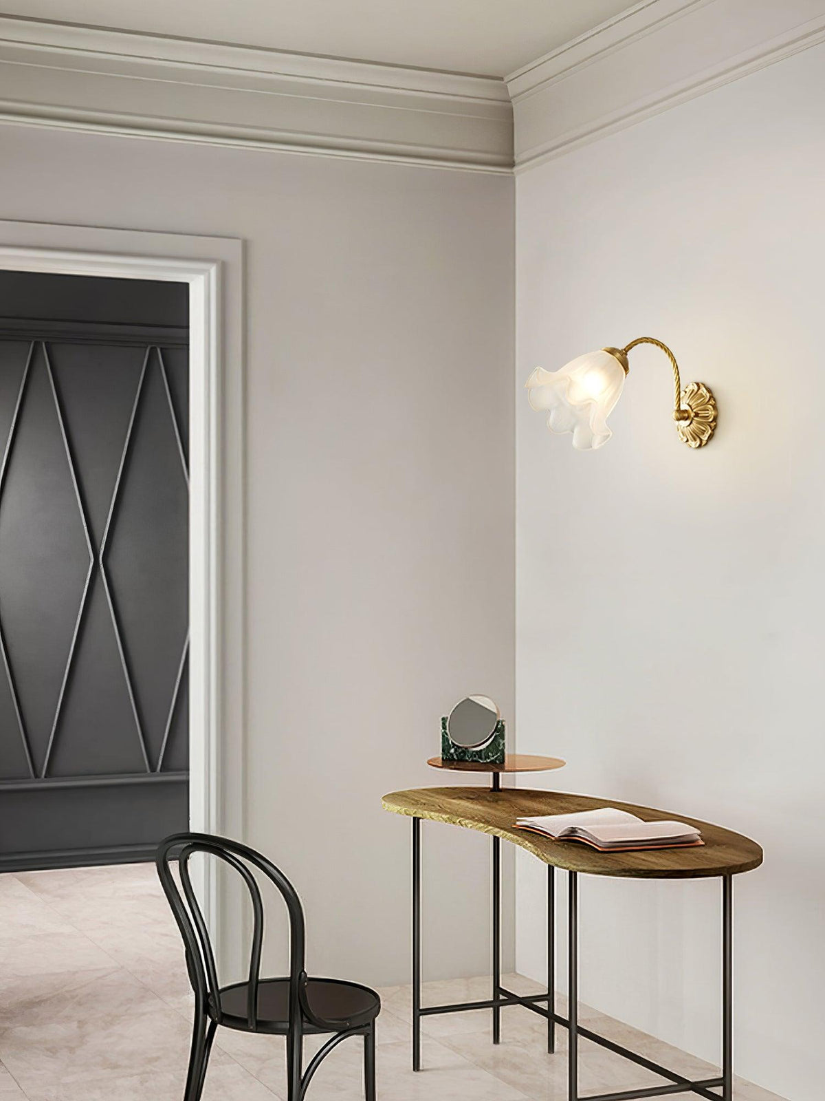 Brass Floral Glass Sconce - Blowlighting
