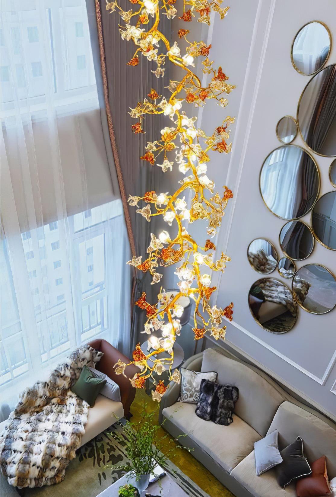 Aare Maple Branch Brass Crystal Chandelier - Blowlighting